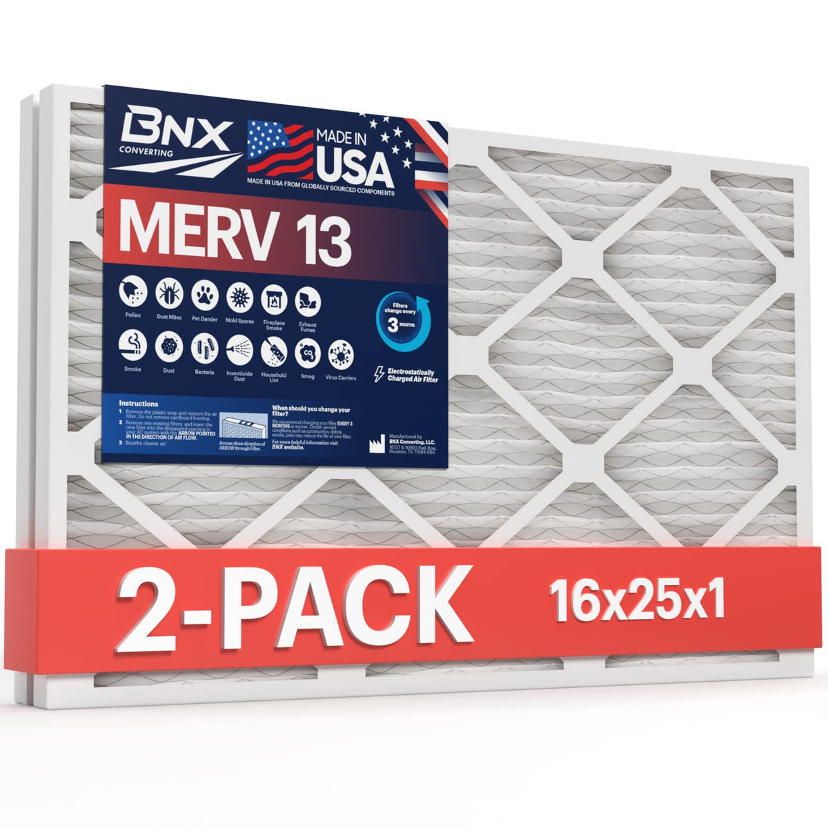 TruFilter 16x25x1 MERV 13 (2 Count)