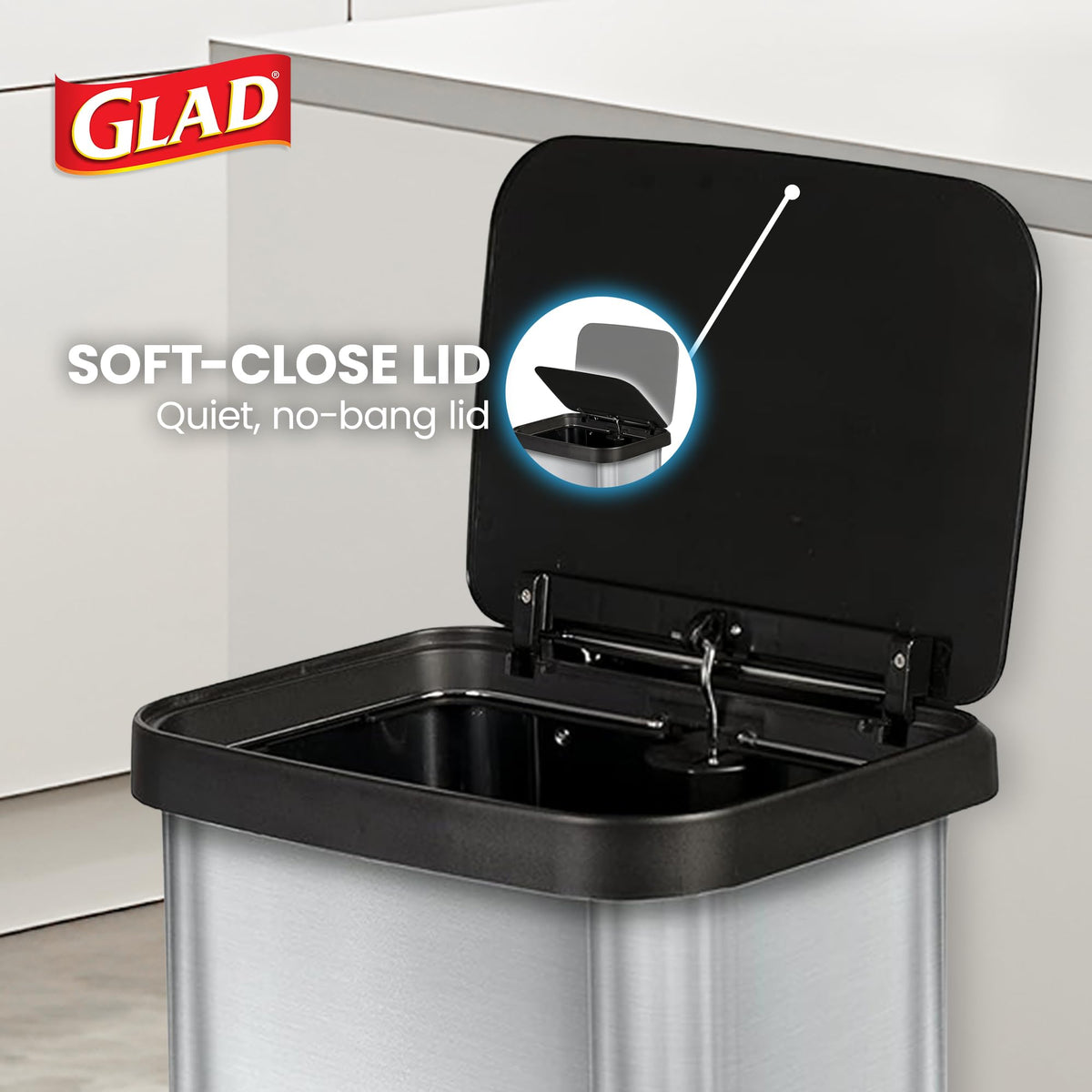 Stainless Steel Trash Can with Clorox Odor Protection