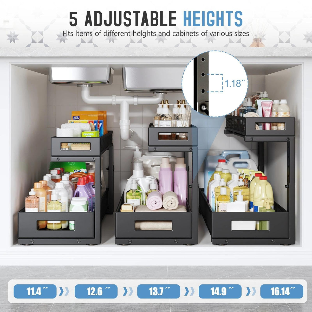 2 Pack 20.47IN Depth Under Sink Storage Organizer (2 Count)