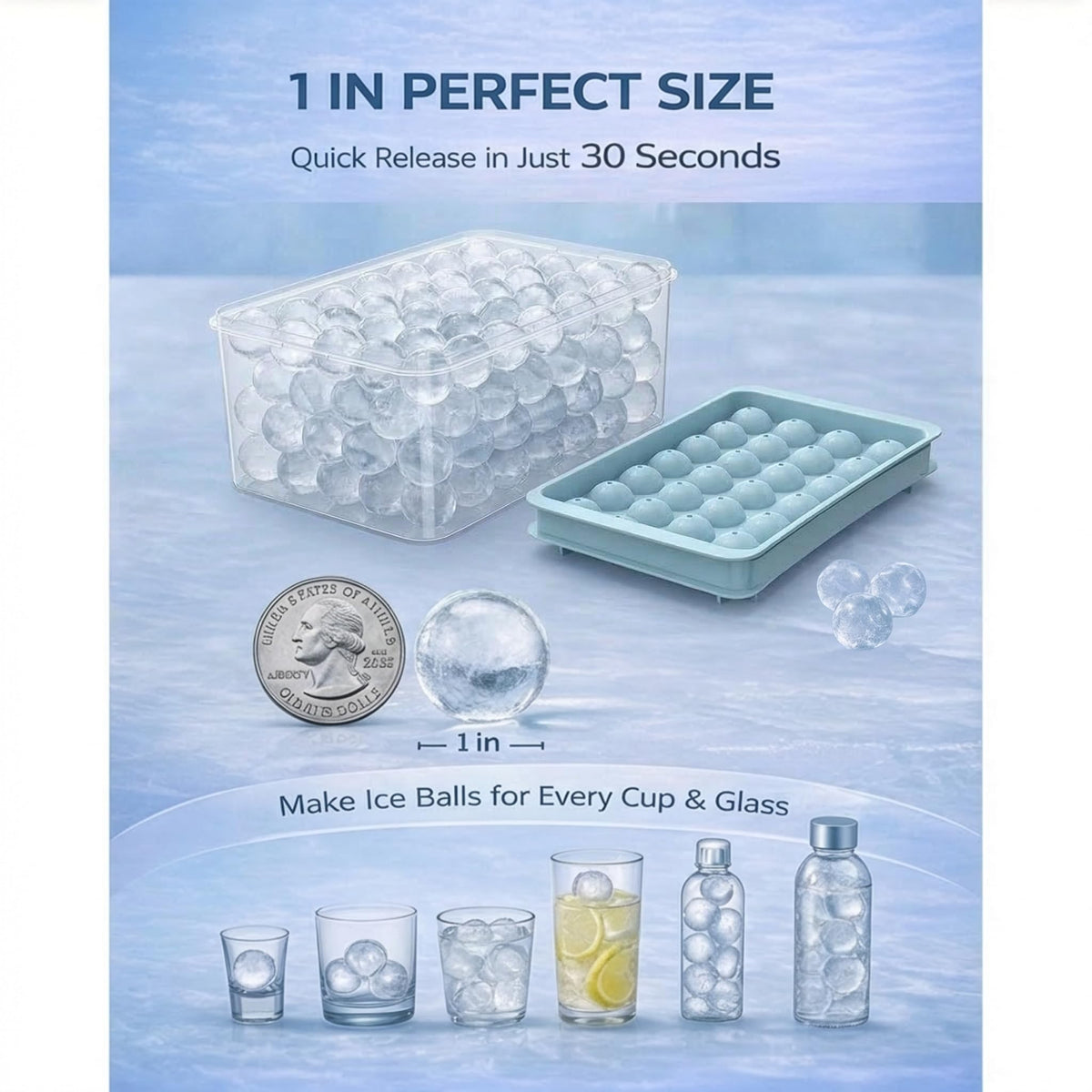 Ice Cube Tray with Lid and Bin (2 Count)