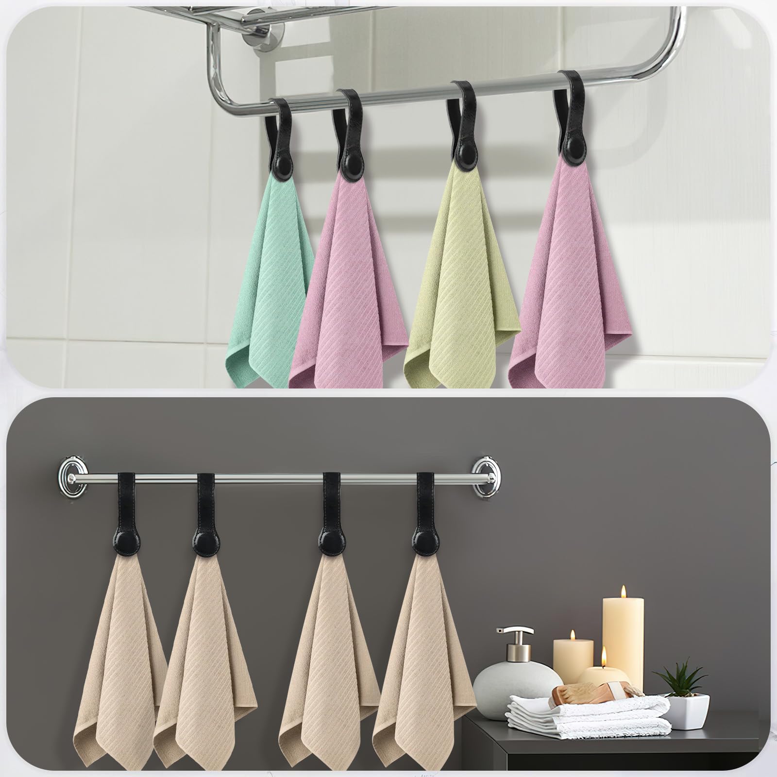 4 PCS Genuine Leather Towel Clips for Kitchen (4 Count)