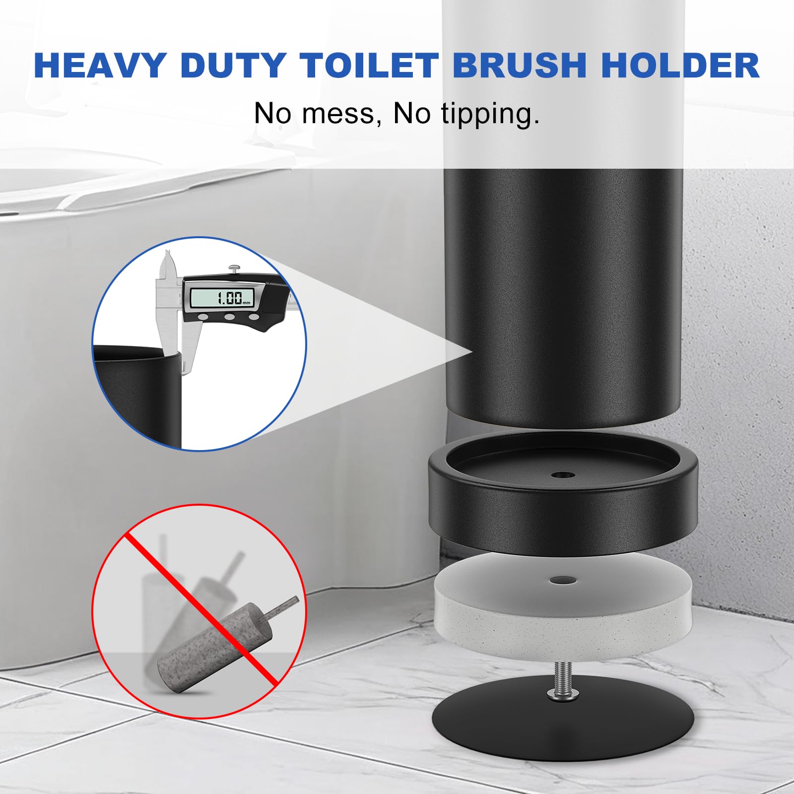 Black Toilet Brush and Holder Set