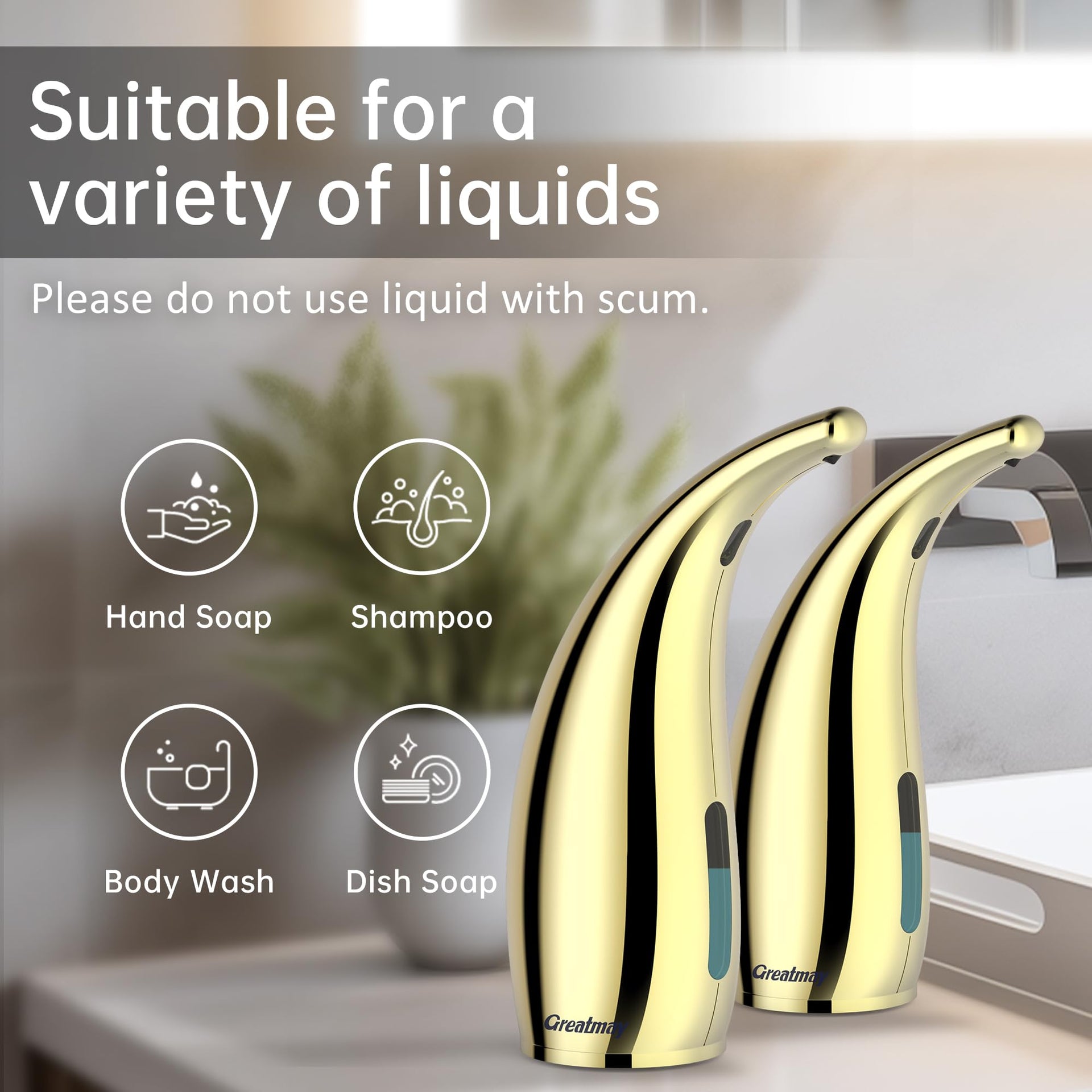 Automatic Soap Dispenser Touchless Rechargeable 10 oz 2 Pack