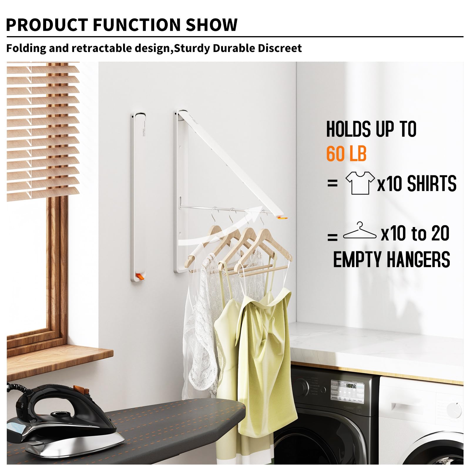 Folding Clothes Hanger Rack Wall mounted for Laundry Clothes Drying Rack