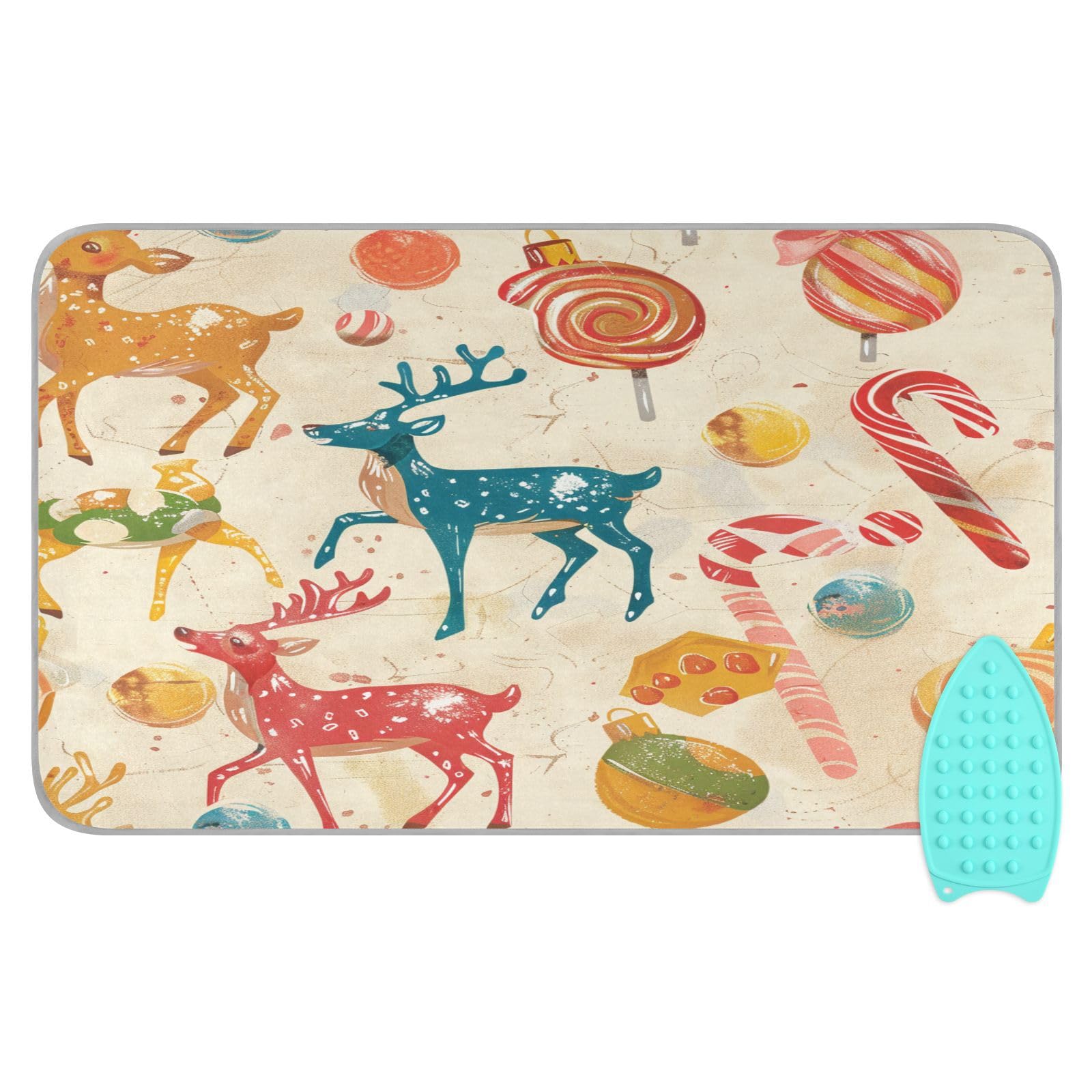 Red Deer Christmas Sweet Ironing Mat Thickened Ironing Blanket Travel Portable Double