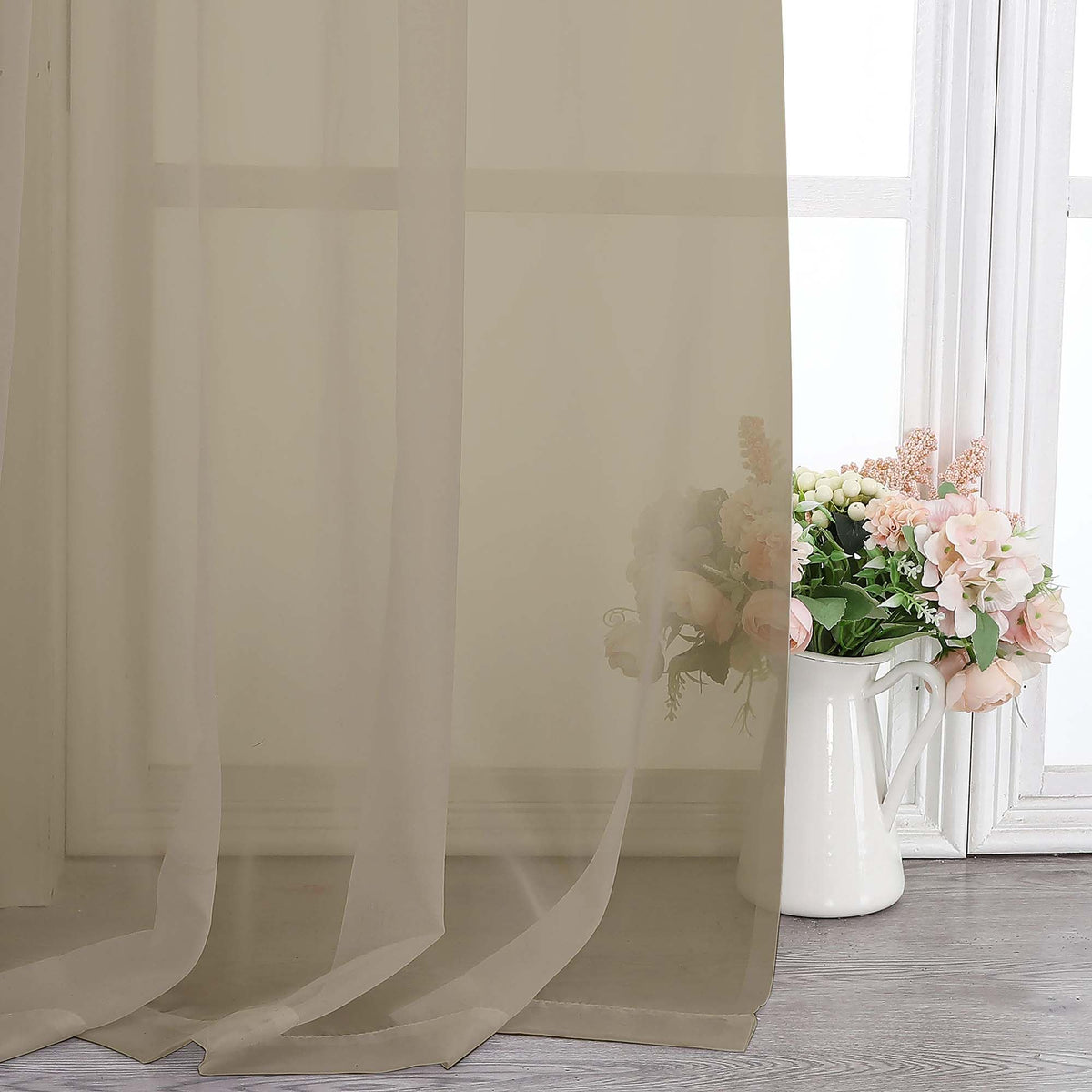 Taupe Sheer Curtains 108 Inches Long (2 Count)