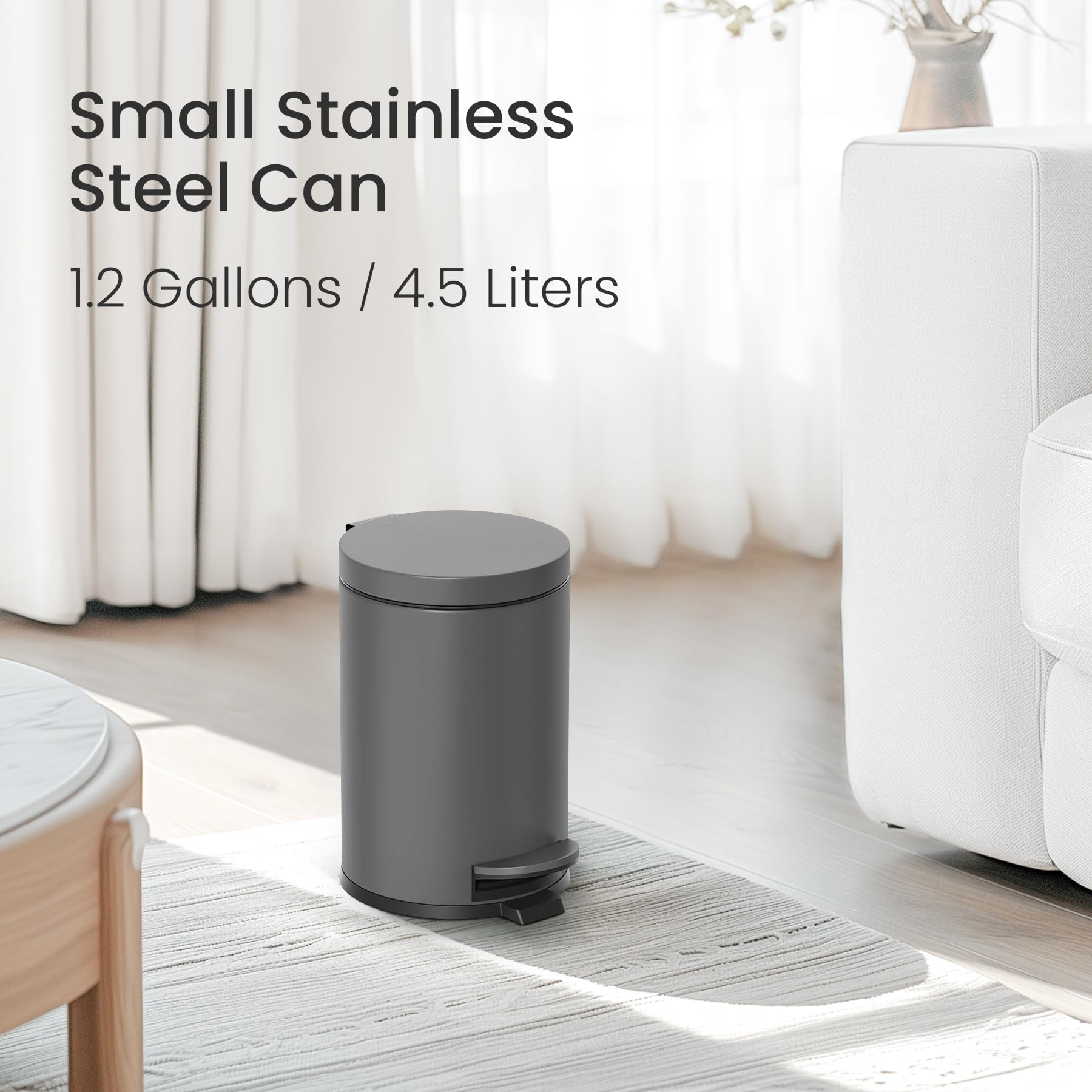 Small Round Bathroom Trash Can with Lid Soft Close