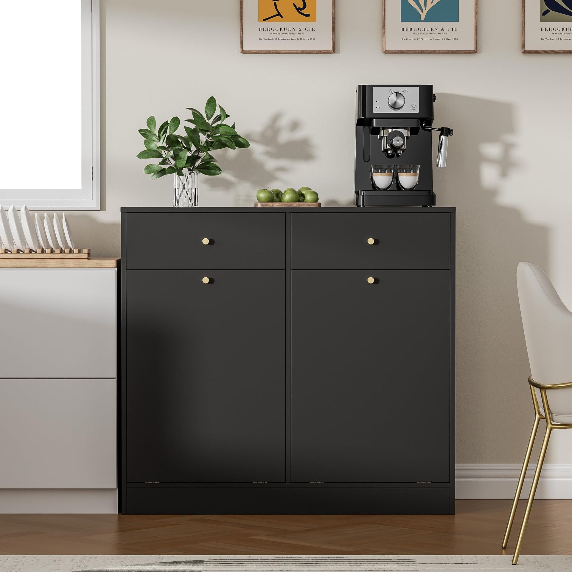 Double Tilt Out Trash Can Cabinet