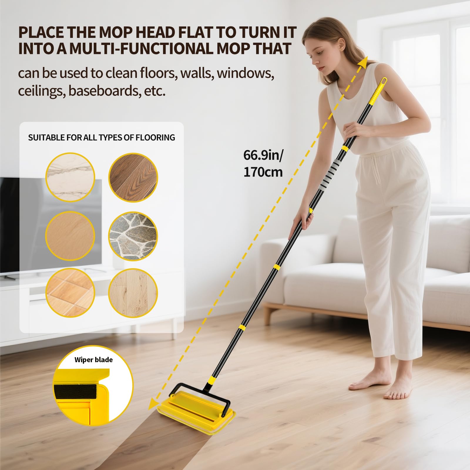 High Ceiling Fan Cleaner Duster for Fans Blades Cleaner with 78.7in Extension Pole Extra Long Handle Cleaning Tool