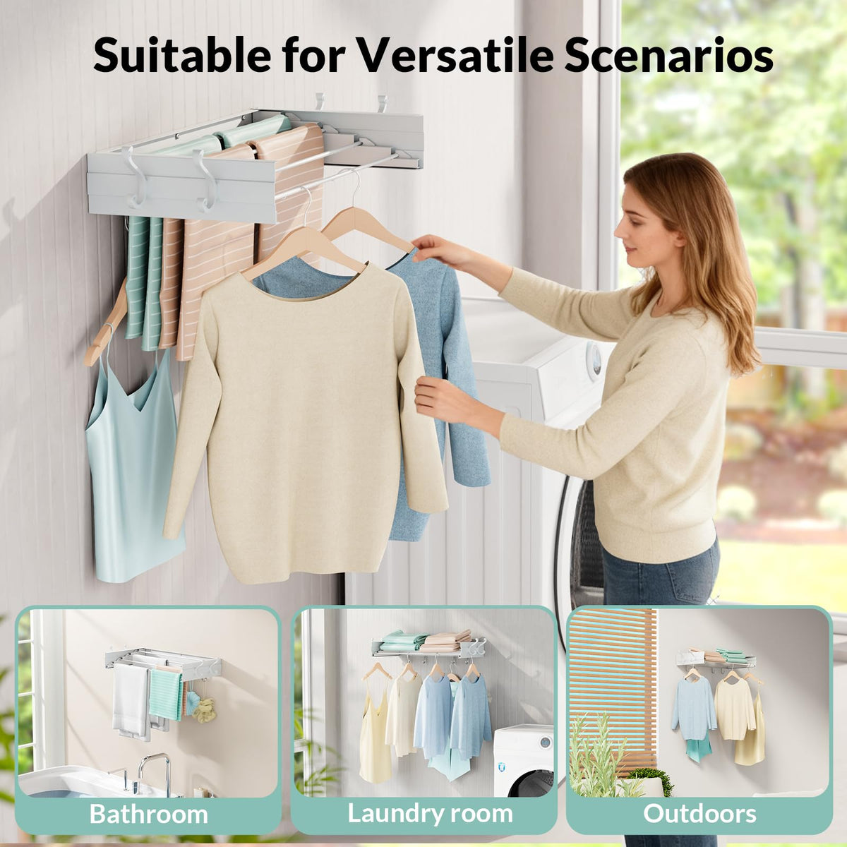 Wall Mounted Foldable Clothes Drying Rack
