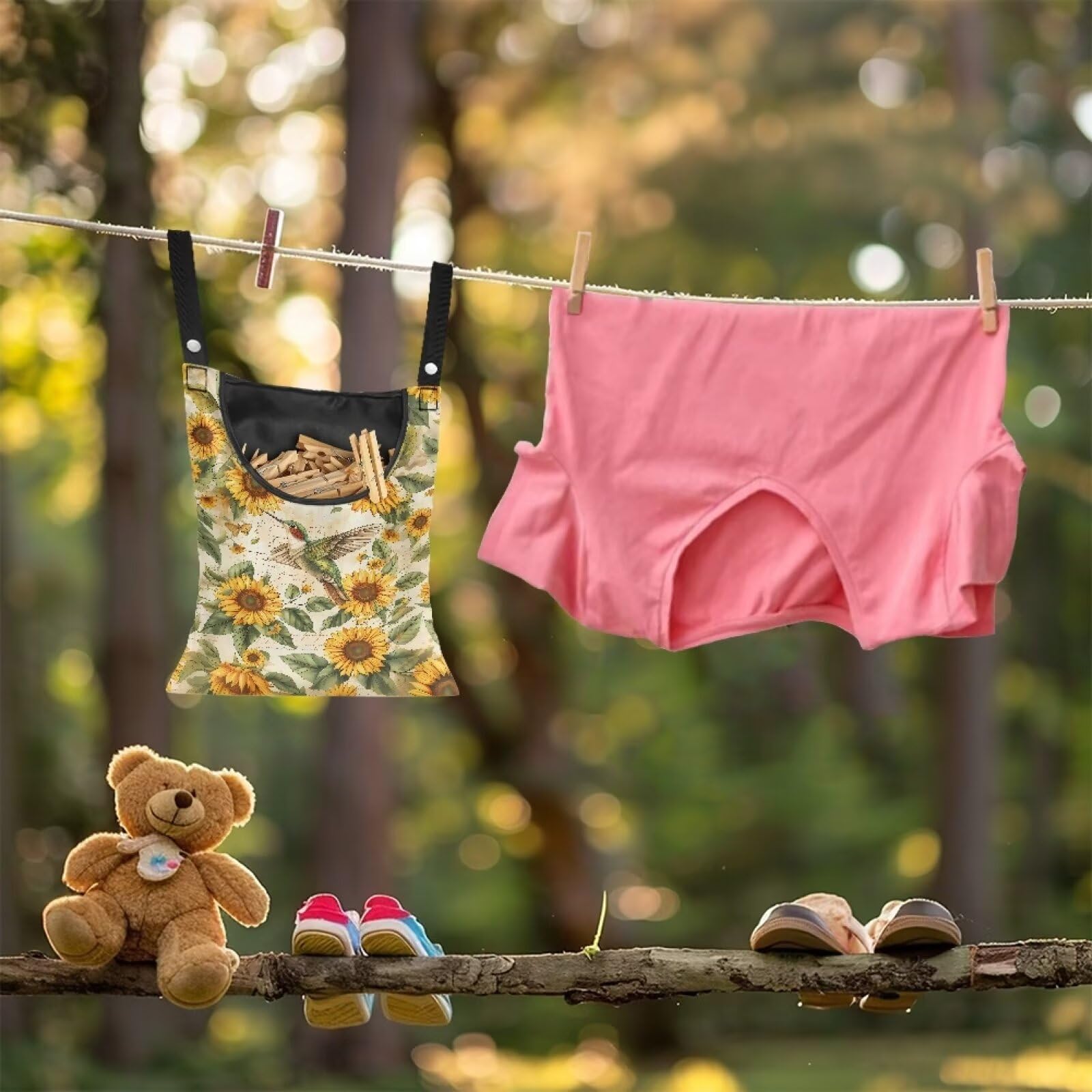 Hummingbird Laundry Clothespin Bag Clothespin Storage Hanger Bag with a Large Opening