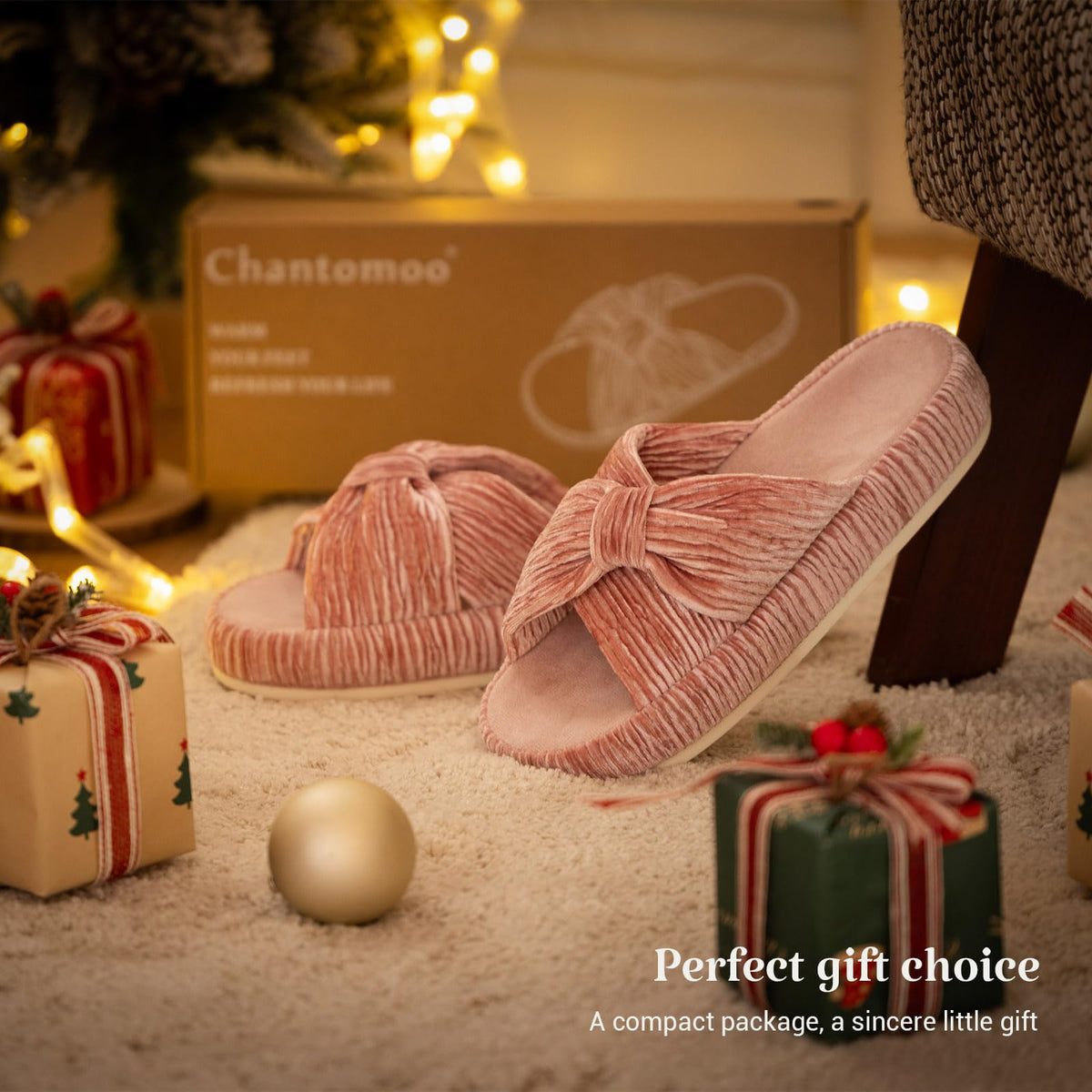 Slippers for Women Memory Foam House Bedroom Bow Crossbands Pearlescent Slipper Shoes Comfy Trendy Gift Slippers Pink Size 7 8 6.5