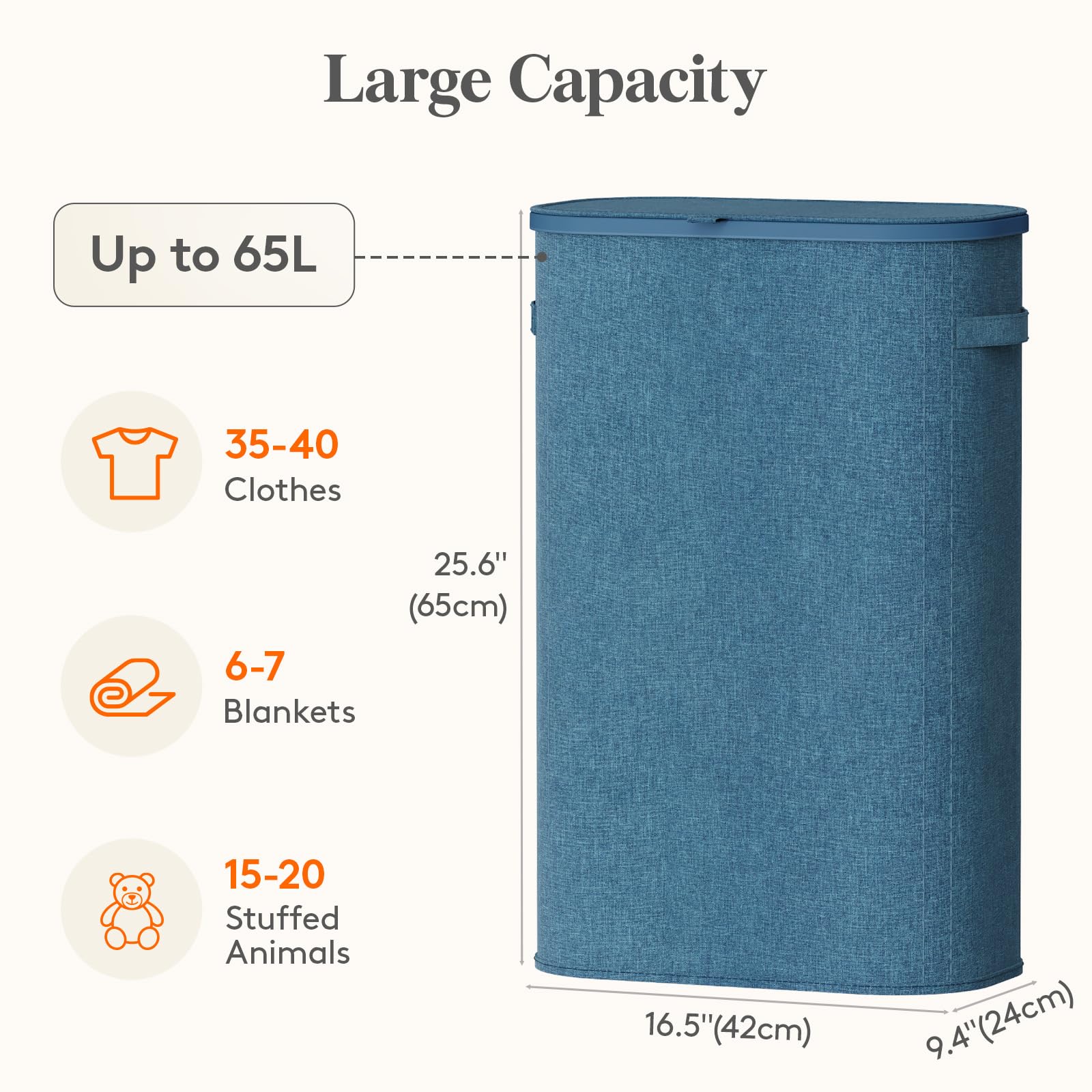 Slim Laundry Basket with Lid and Removable Bag