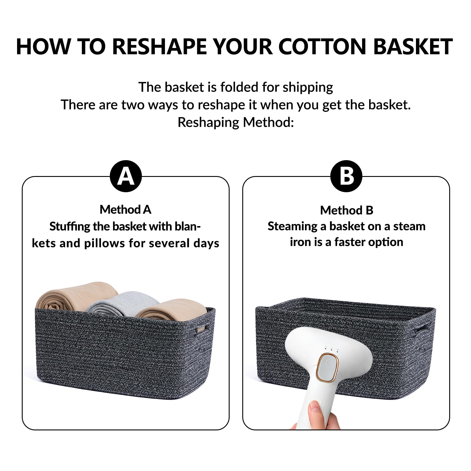 Large Storage Baskets for Shelves (3 Count)