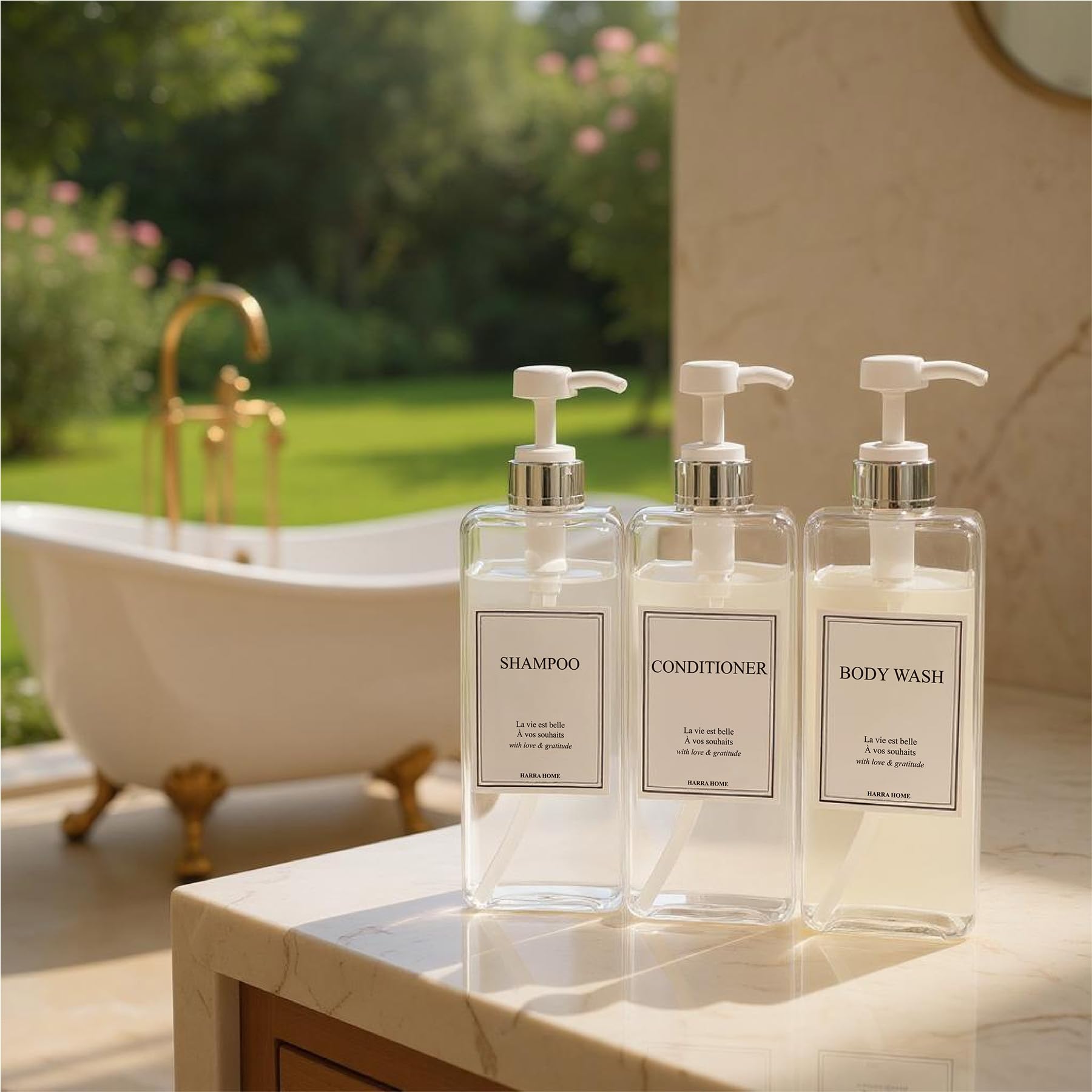 Modern Design Shampoo and Conditioner Dispenser (3 Count)