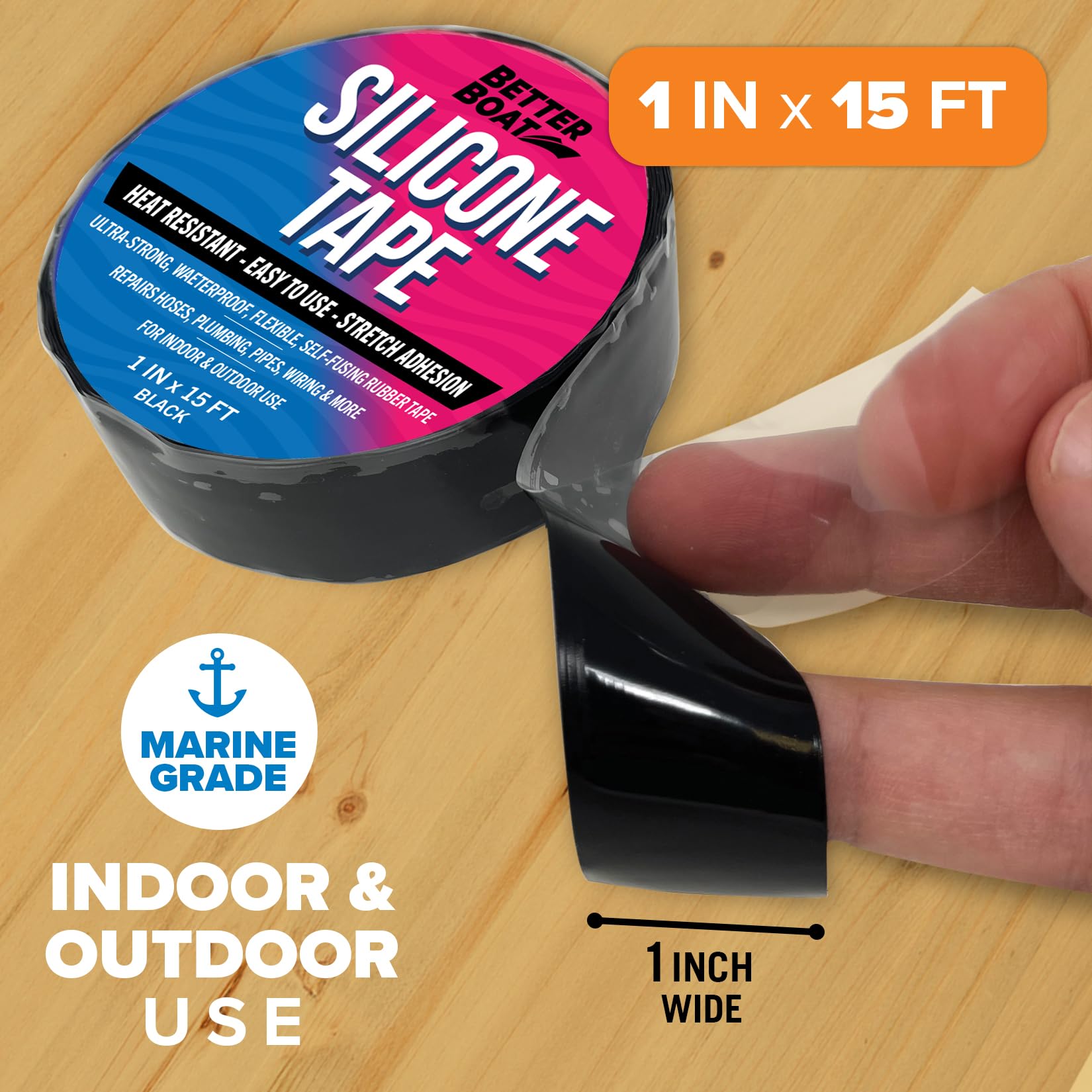 Self Fusing Silicone Tape Waterproof Black (15 Foot)