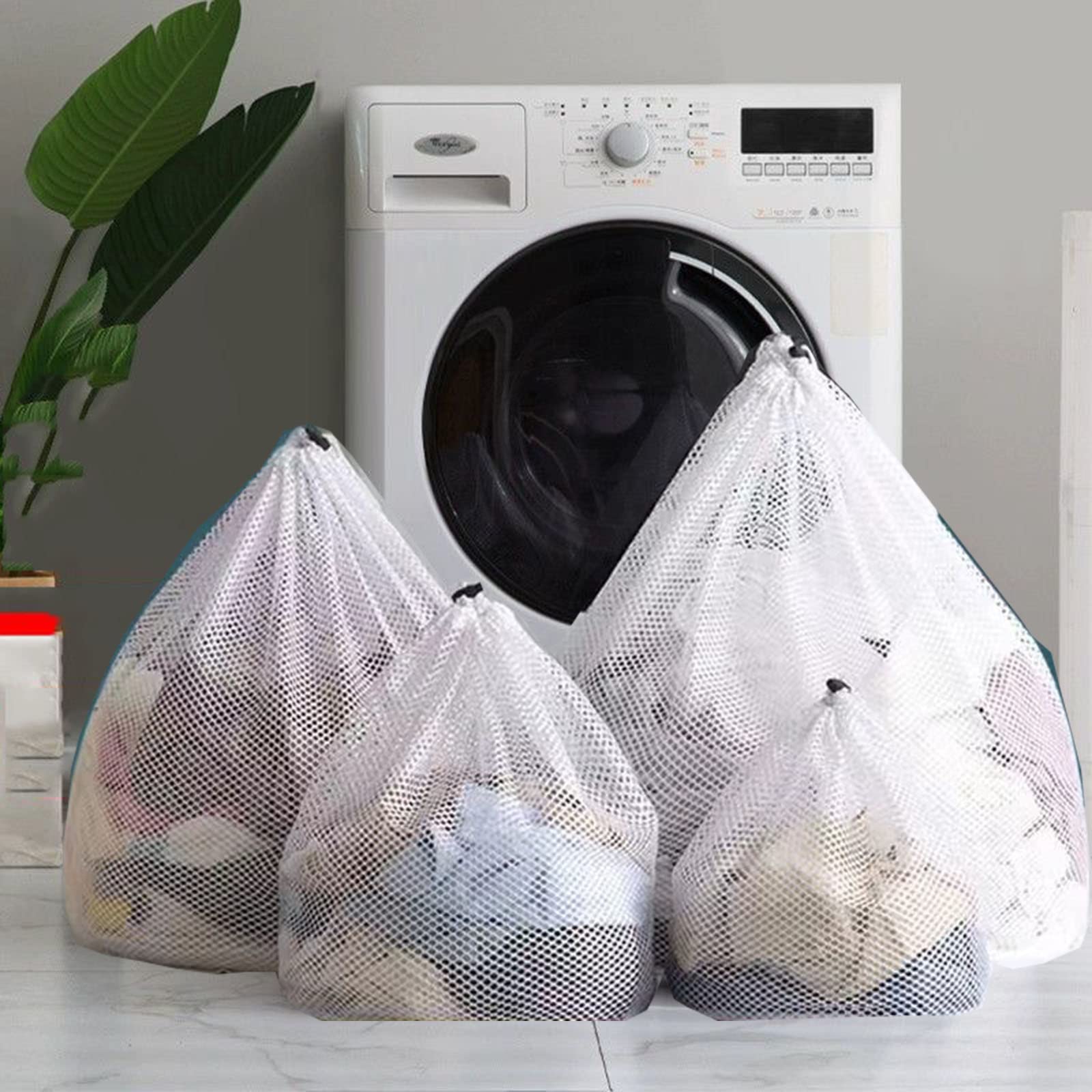 4Pcs Mesh Laundry Bags Washing Machine Mesh Wash Bags for Clothes (4 Count)