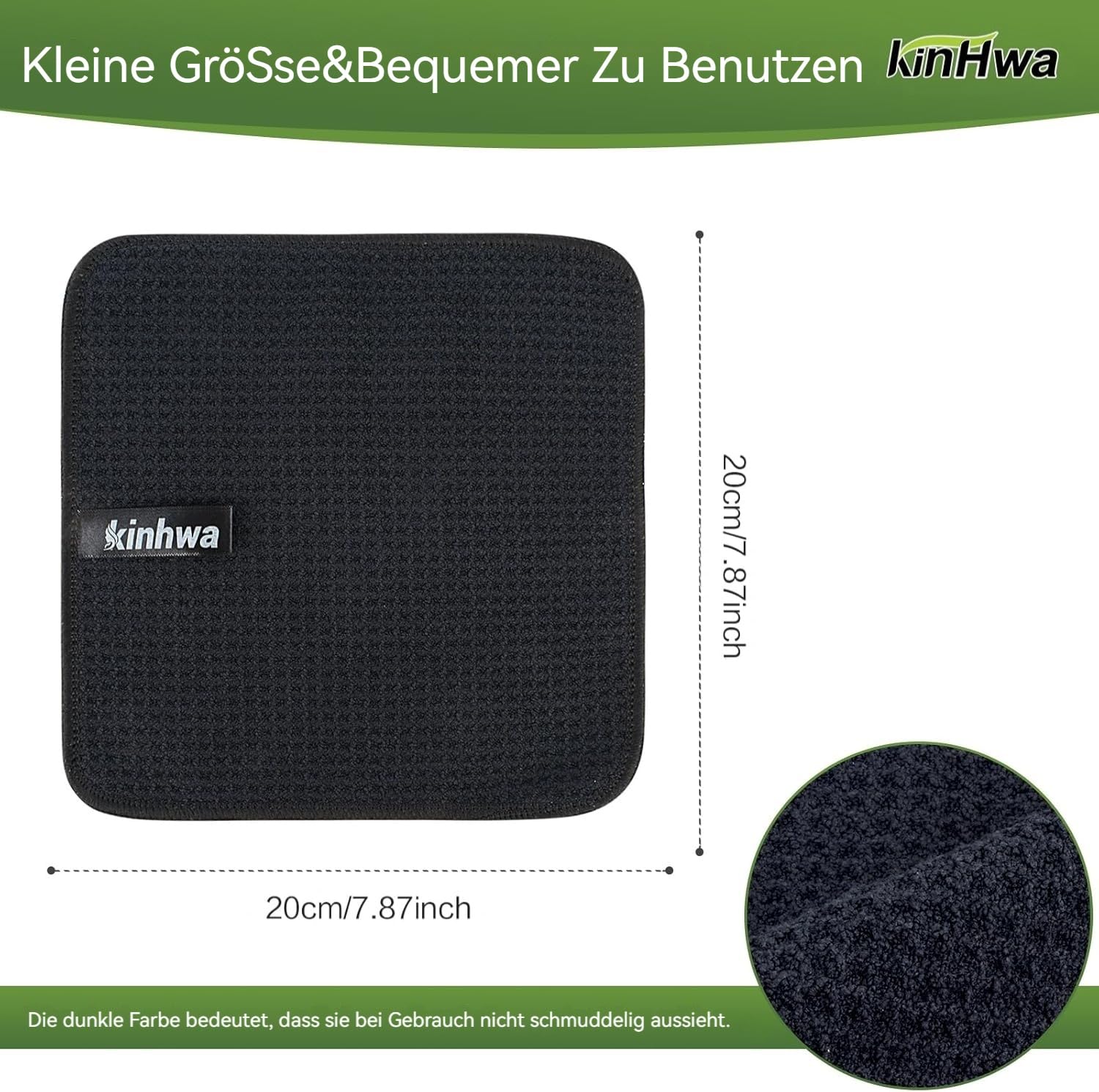 Waffle Microfiber Dish Cloths Black Kitchen Towels (10 Count)
