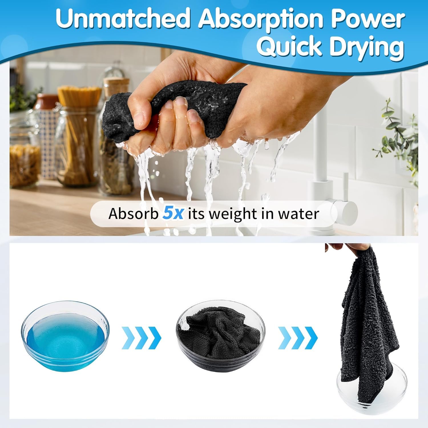 Black Microfiber Cleaning Cloth (12 Count)