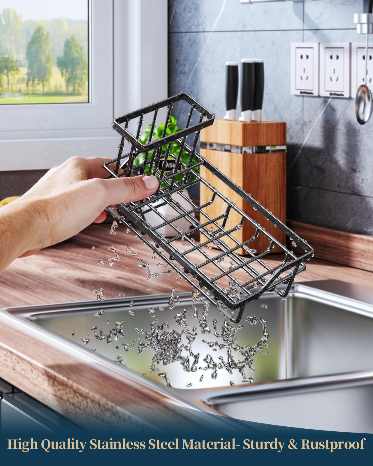 Sink Caddy Kitchen Sponge Holder with Dish Brush Holder