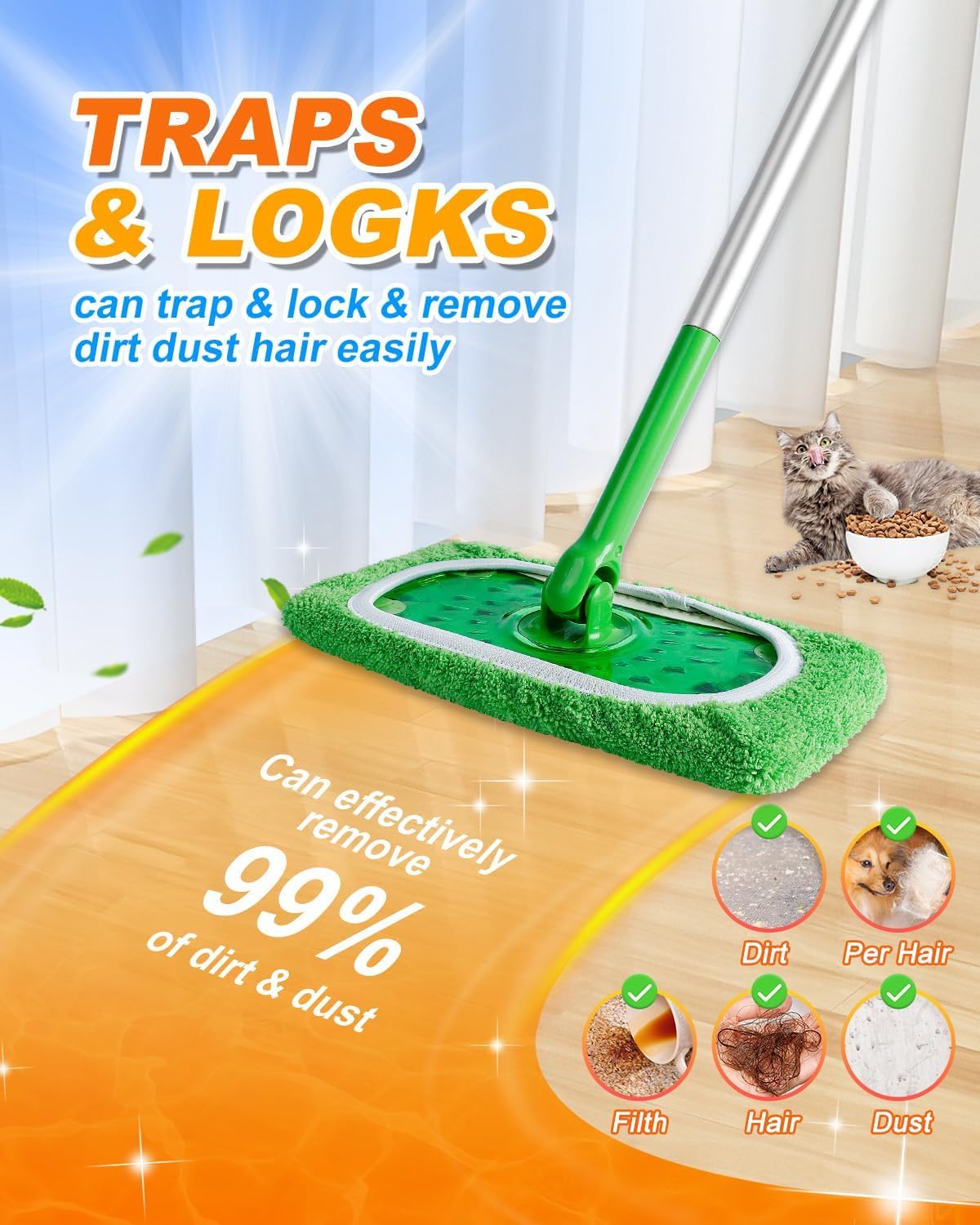 12 Pack Reusable Mop Pads Compatible with Swiffer Sweeper (12 Count)