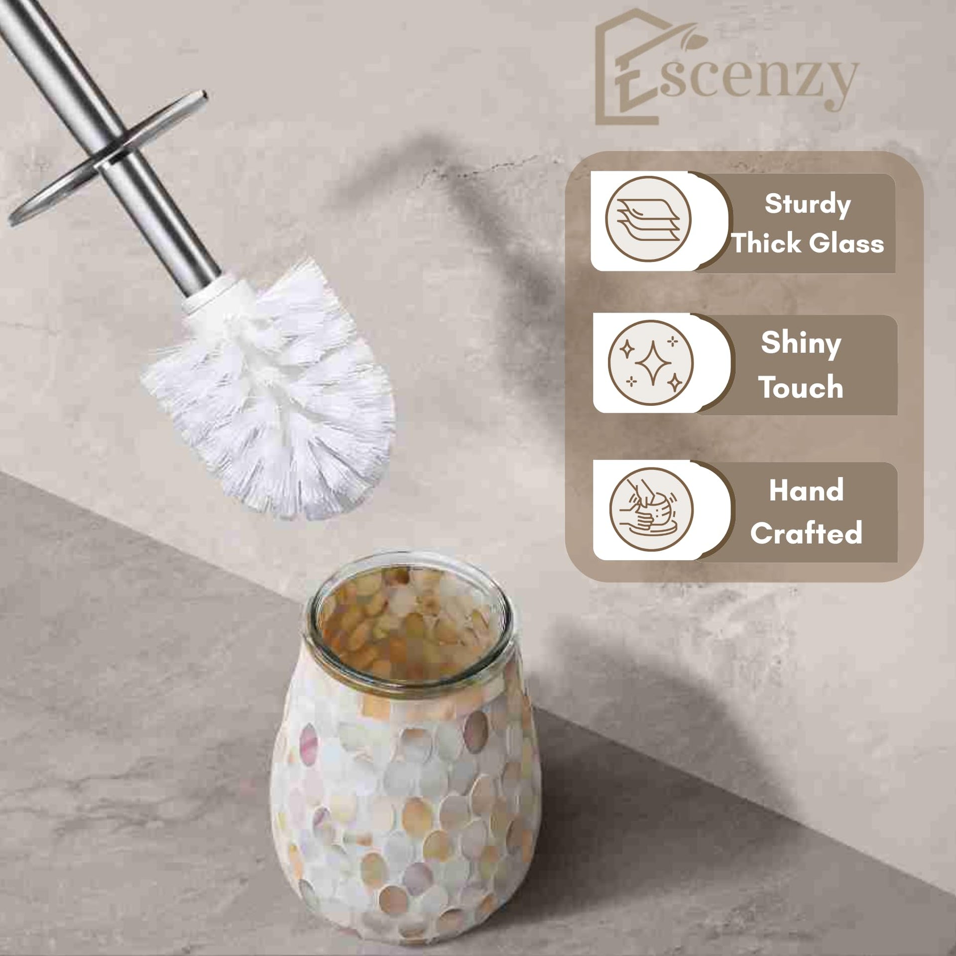 Natural Shell Toilet Brush and Holder Set