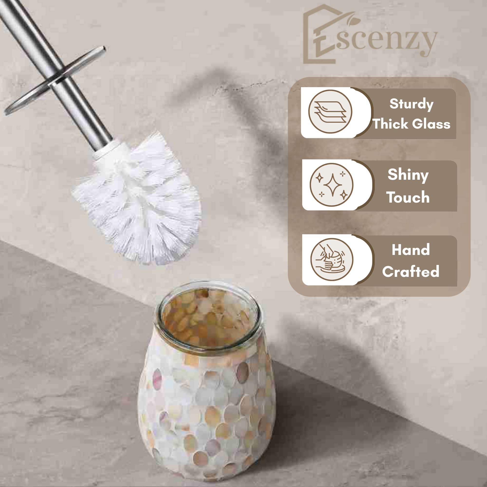 Natural Shell Toilet Brush and Holder Set