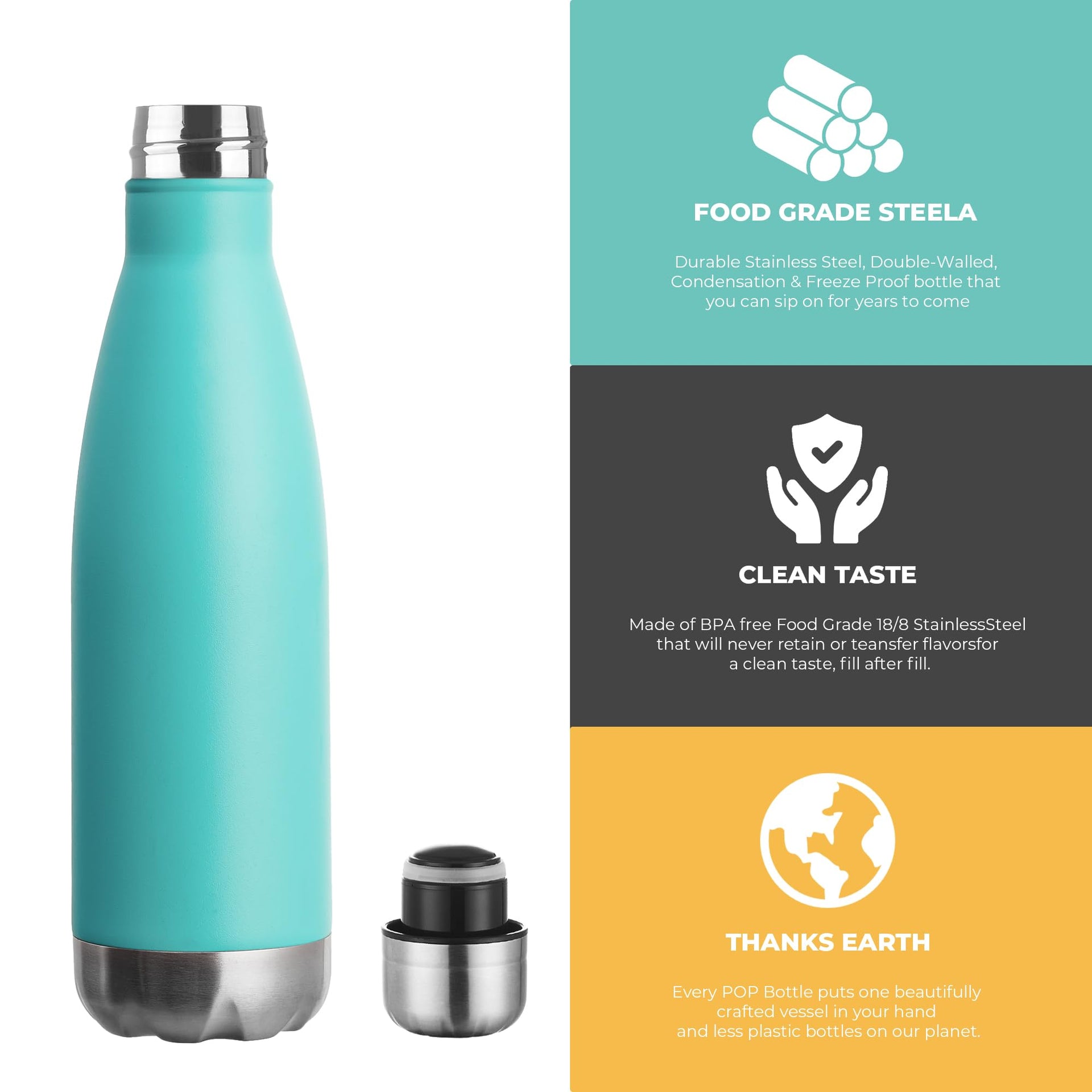 17oz Sport Water Bottle 12 Pack Vacuum Insulated Stainless Steel Leak (12 Count)