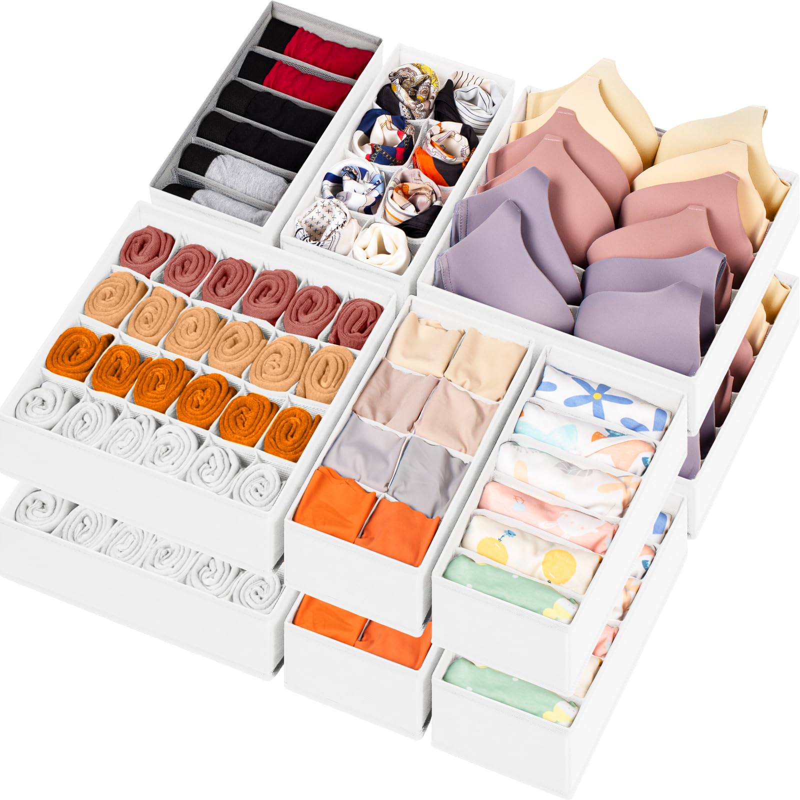 12 Pack Drawer Organizers for Clothing (12 Count)