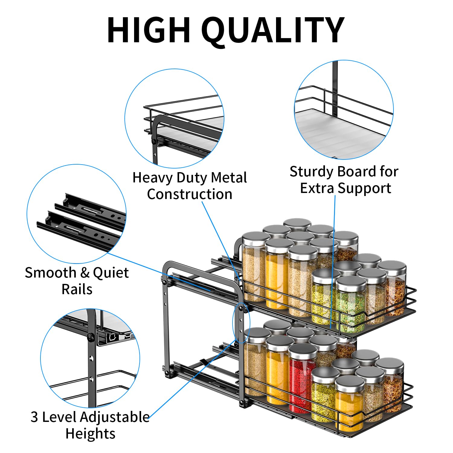 2 Tier Pull Out Spice Rack for Cabinet