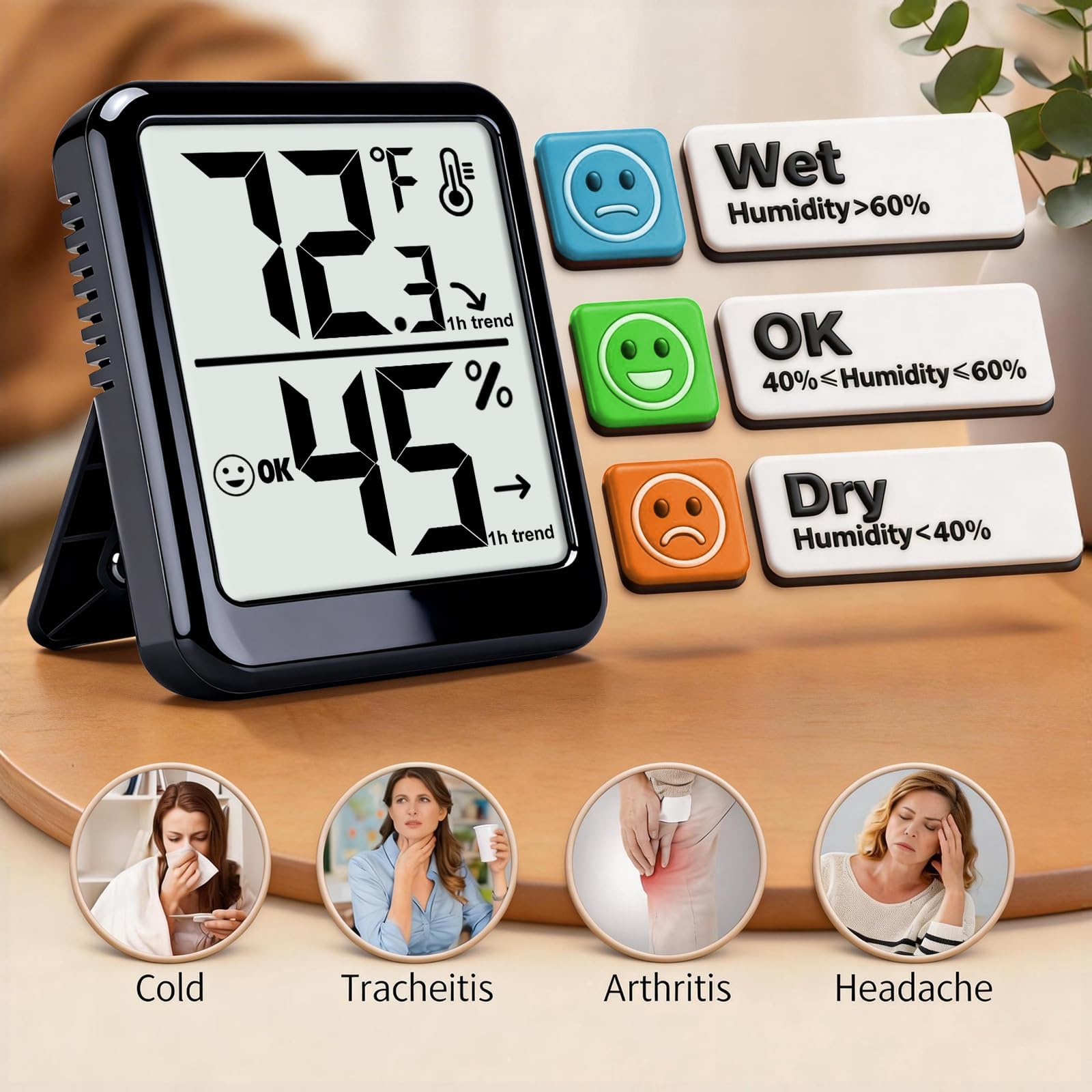 4 Pack Room Thermometer Indoor Hygrometer Humidity Gauge Meter (4 Count)