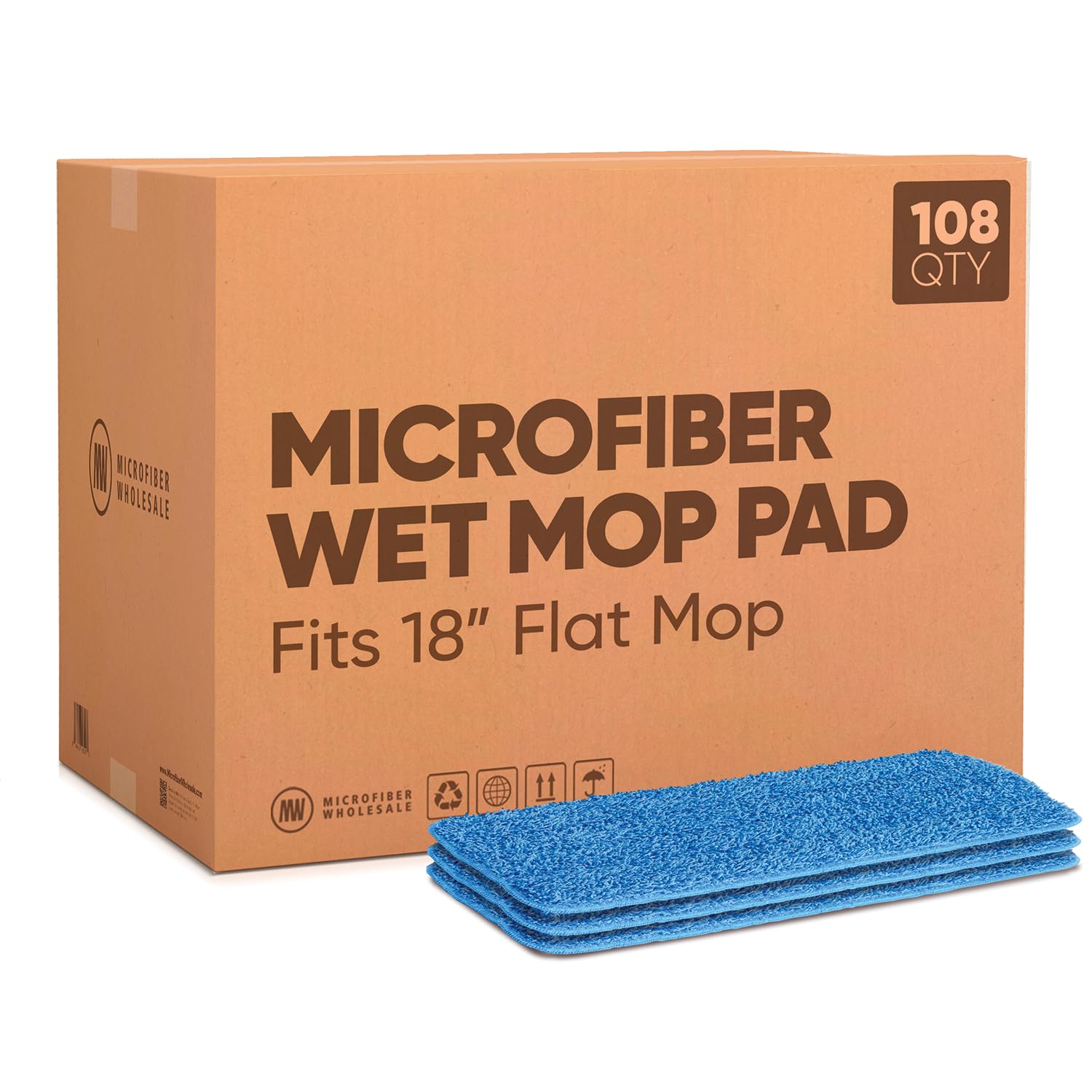 18" Microfiber Wet Mop Pads (108 Count)