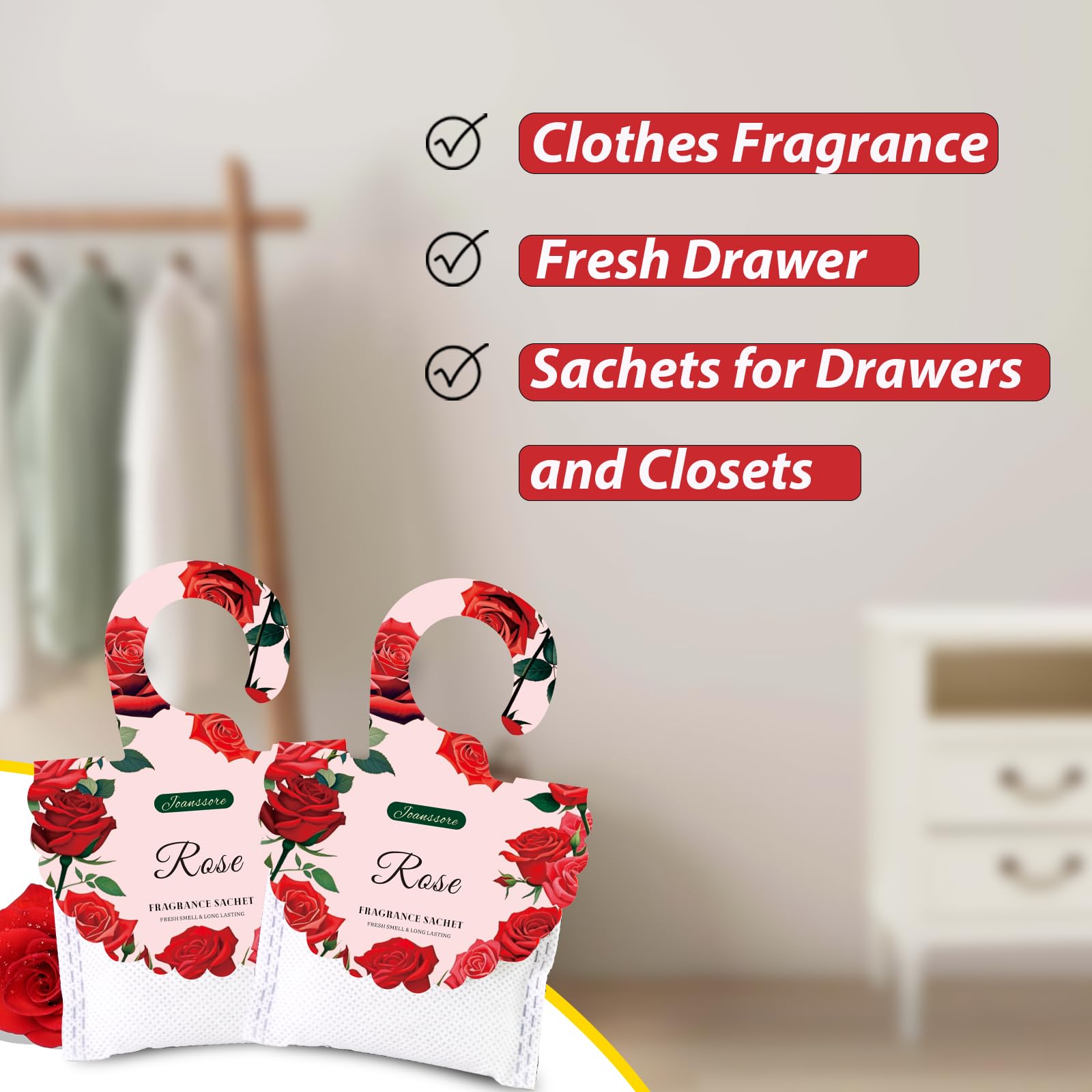 15Pack Rose Scented Sachets for Drawers and Closets (7.93 Ounce)