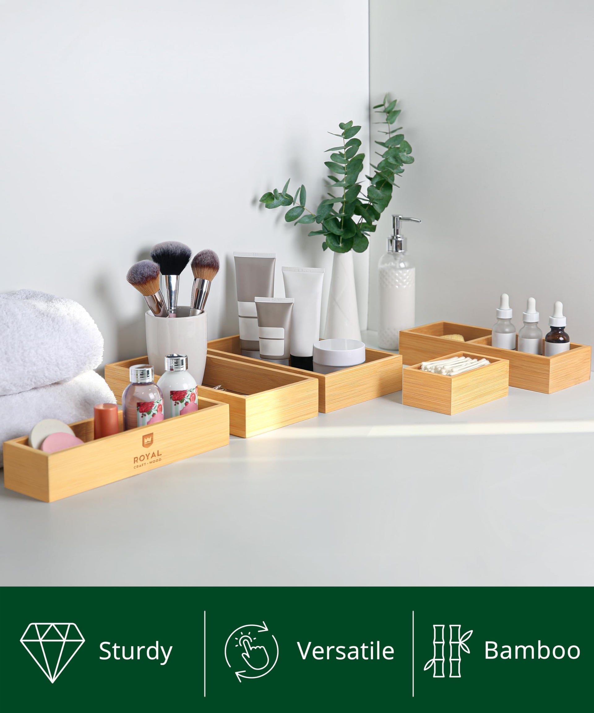 5 Piece Bamboo Drawer Organizer Set (5 Count)