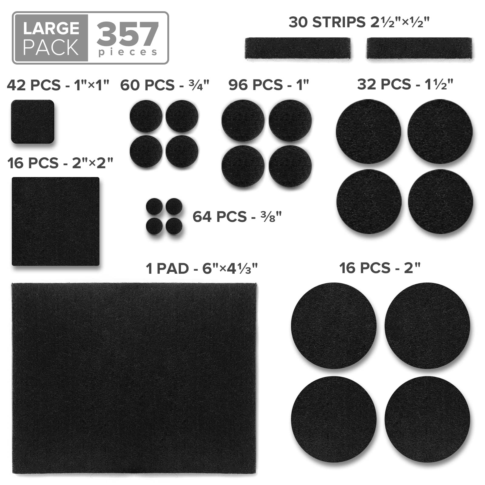 357 Pcs Black Felt Furniture Pads (357 Count)