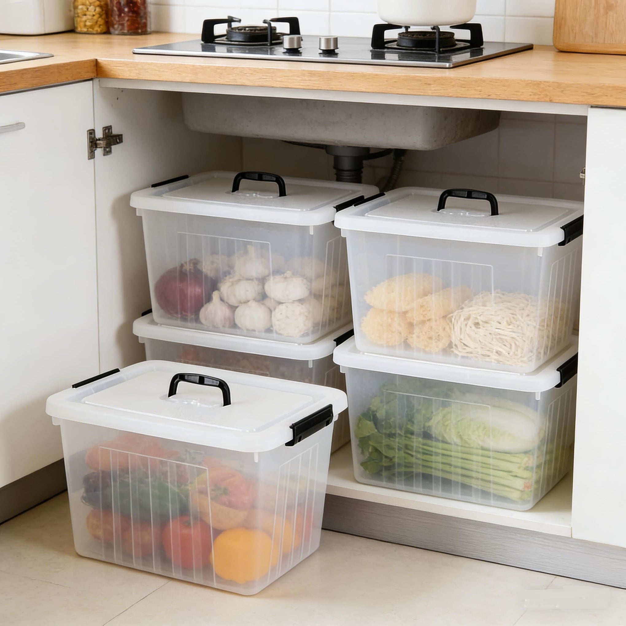 25 Qt Clear Plastic Storage Bin with Lid and Handles (4 Count)