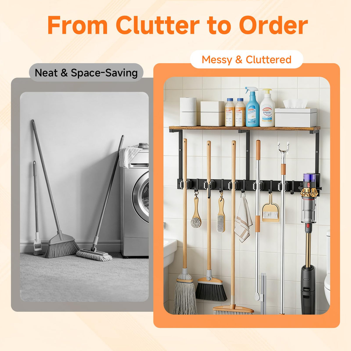 3 in 1Broom Holder Wall Mount