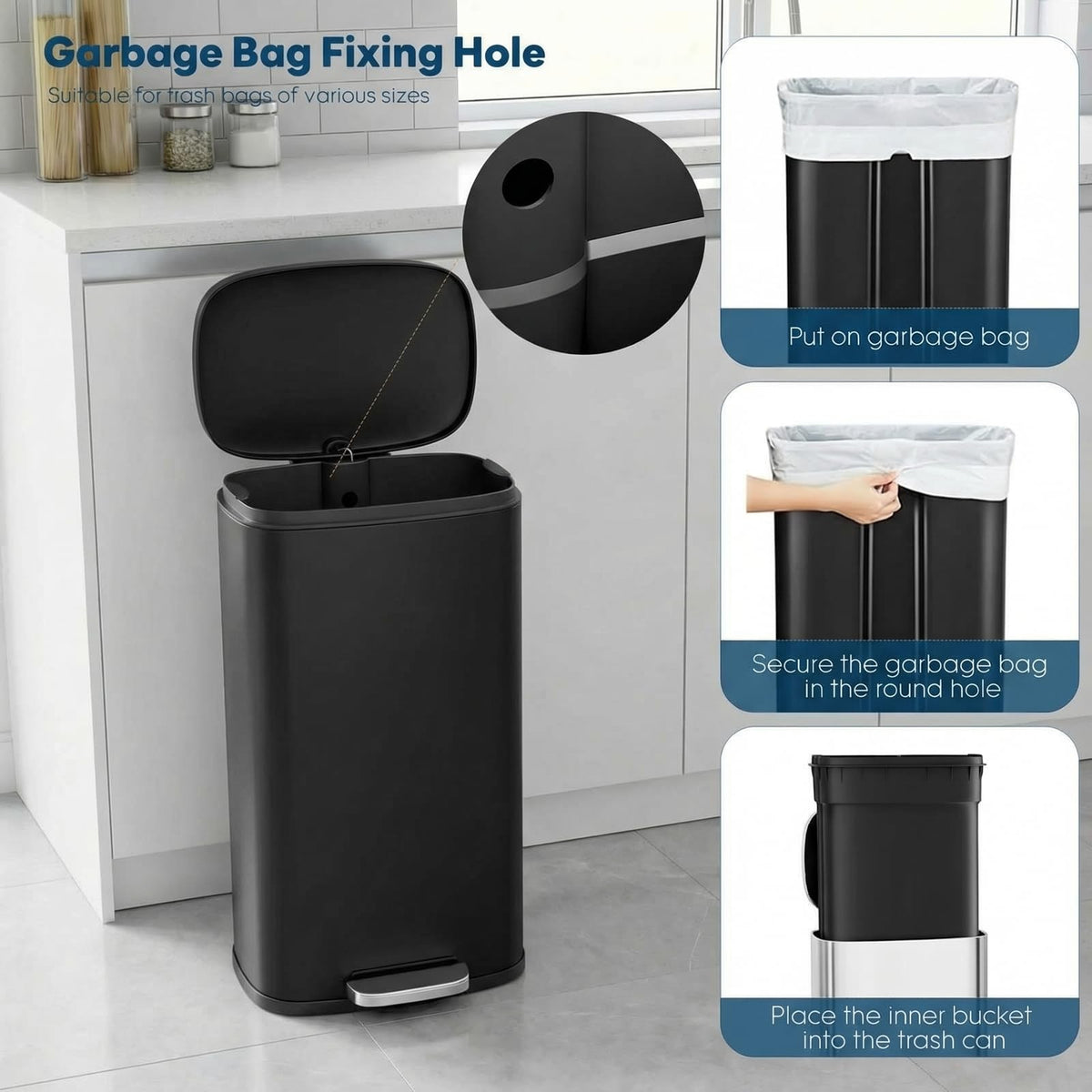 13.2 Gal Kitchen Trash Can