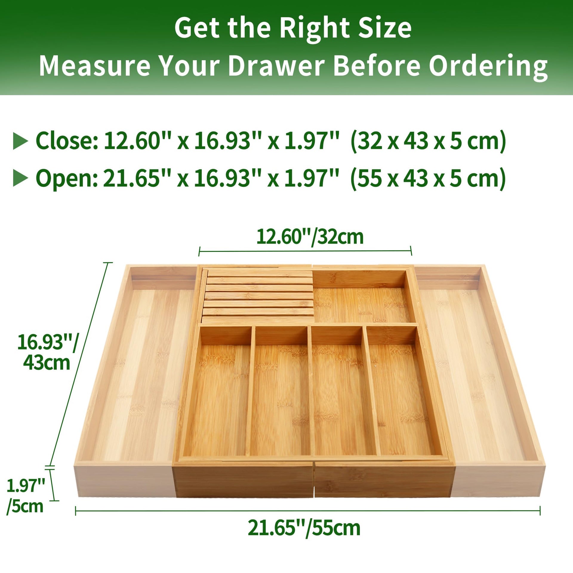 Bamboo Silverware Drawer Organizer