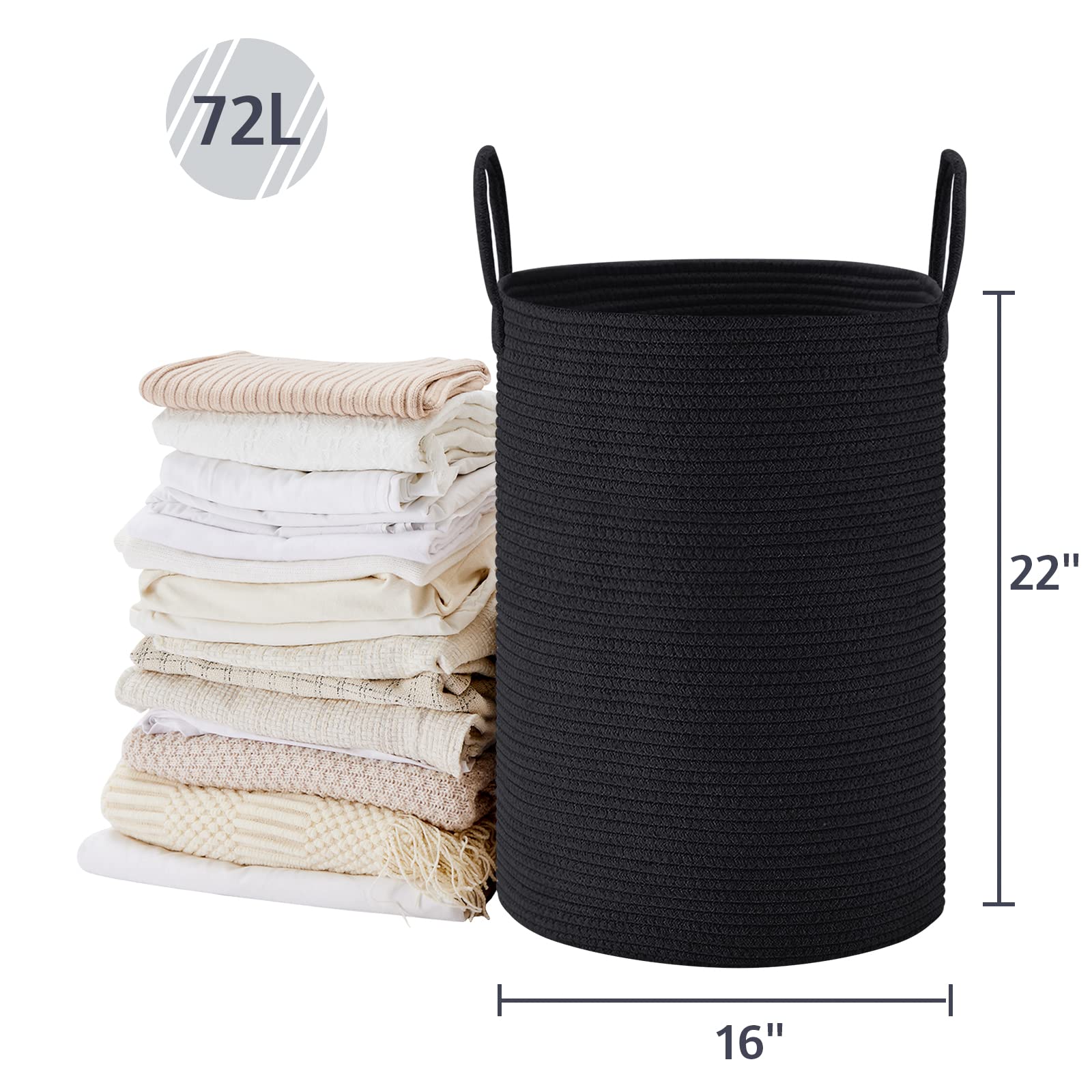 72L Tall Woven Laundry Basket Hamper