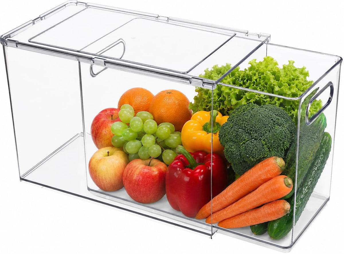 9.5QT Refrigerator Organizer Fridge Storage Bin with Pull