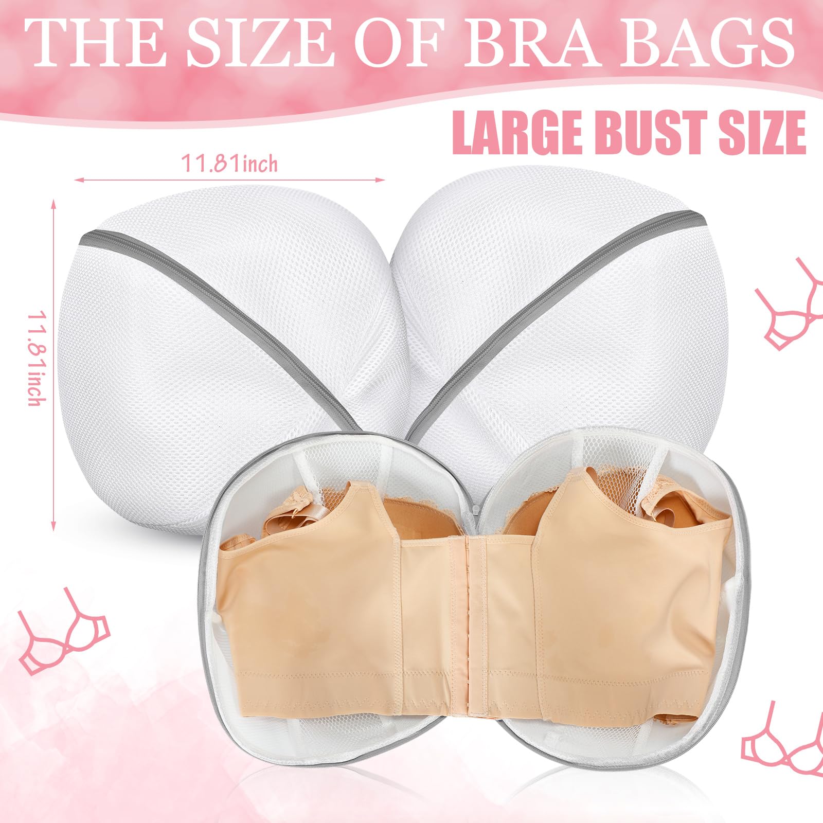 6 Pcs Bra Washing Bag for Laundry Storage Women 11.81 Inch Gray (6 Count)
