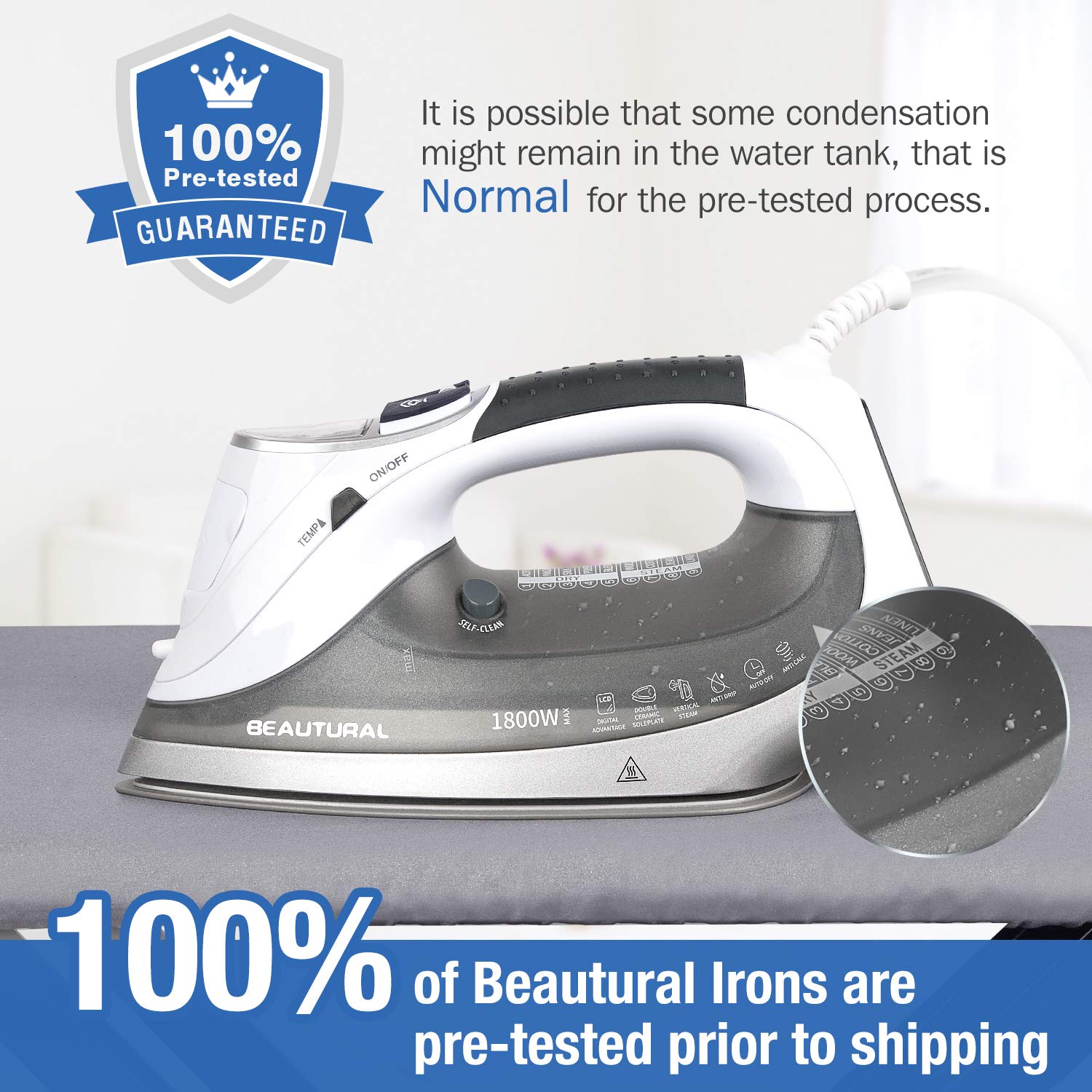 1800 Watts Steam Iron with Digital LCD Screen