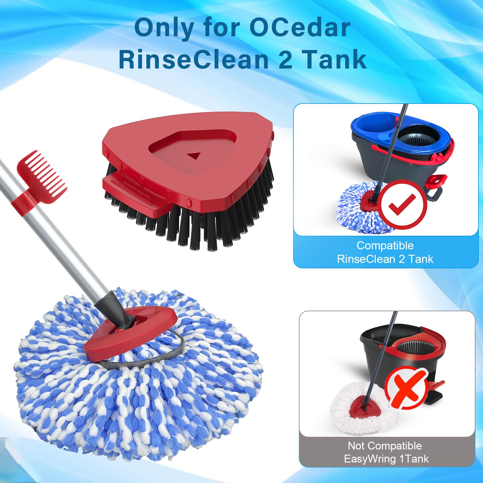 Spin Mop Head and Brush Replacement Compatible with O Cedar RinseClean 2
