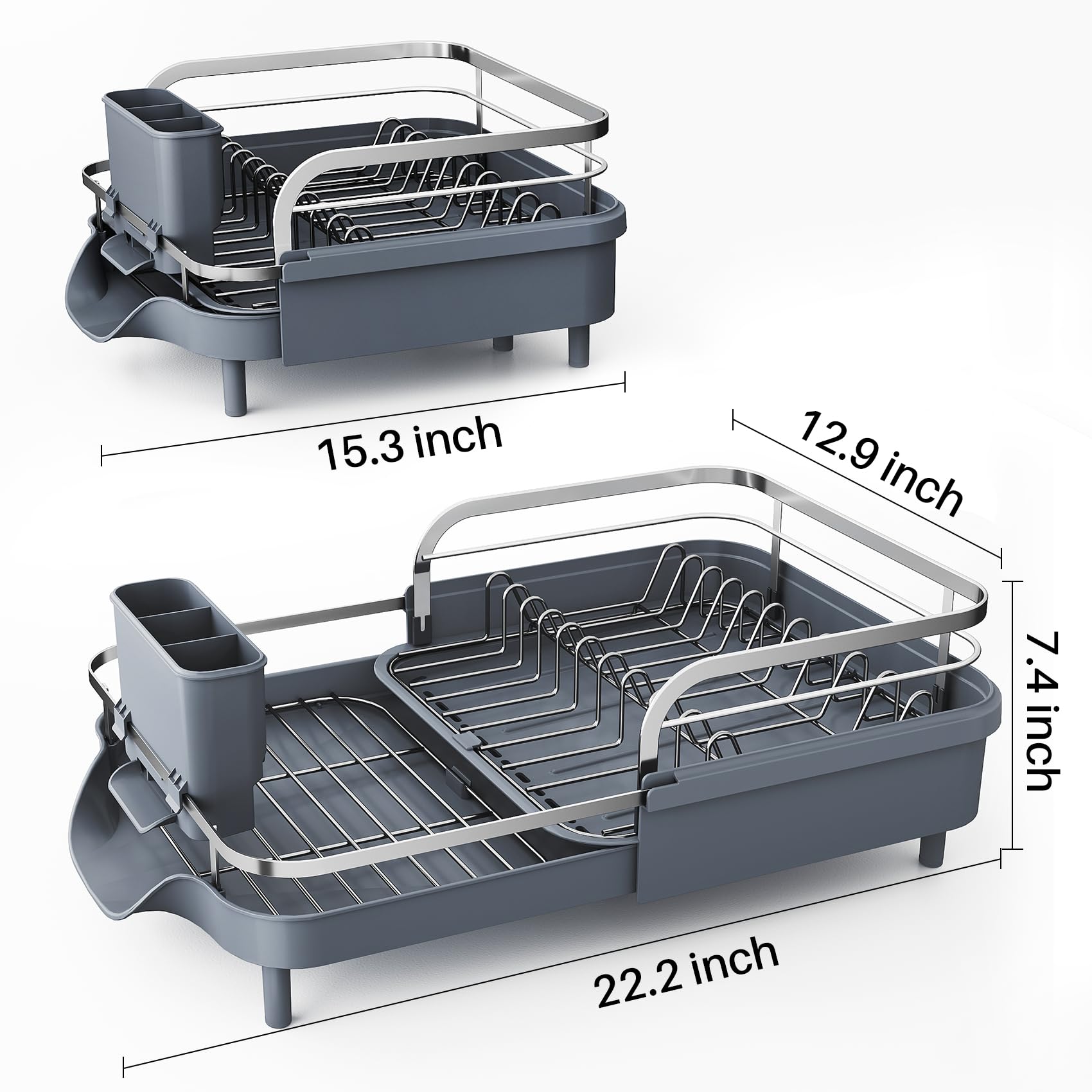Expandable Dish Drying Rack for Small Kitchen Counter