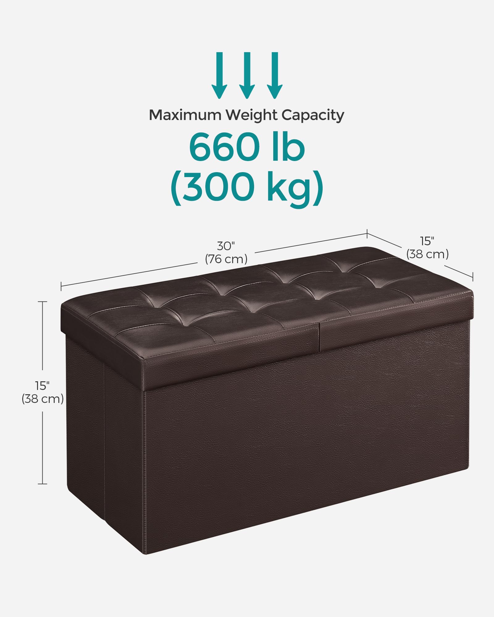 30 Inches Folding Storage Ottoman Bench with Flipping Lid