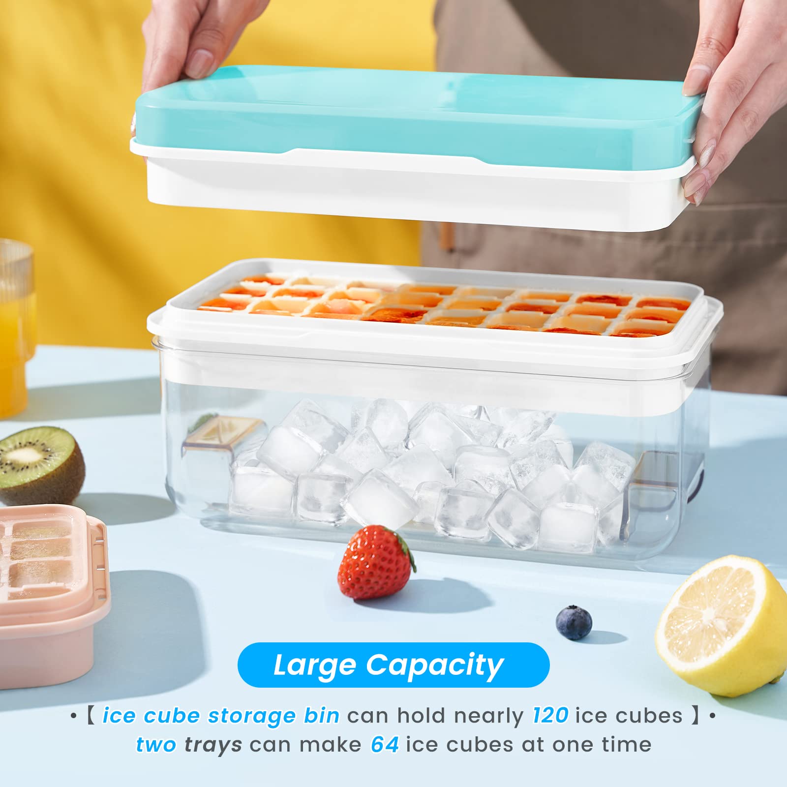 1" Ice Cube Tray with Lid and Bin