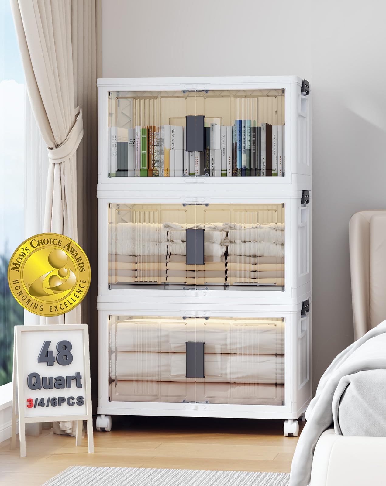 144QT Storage Bins with Lids for Closets