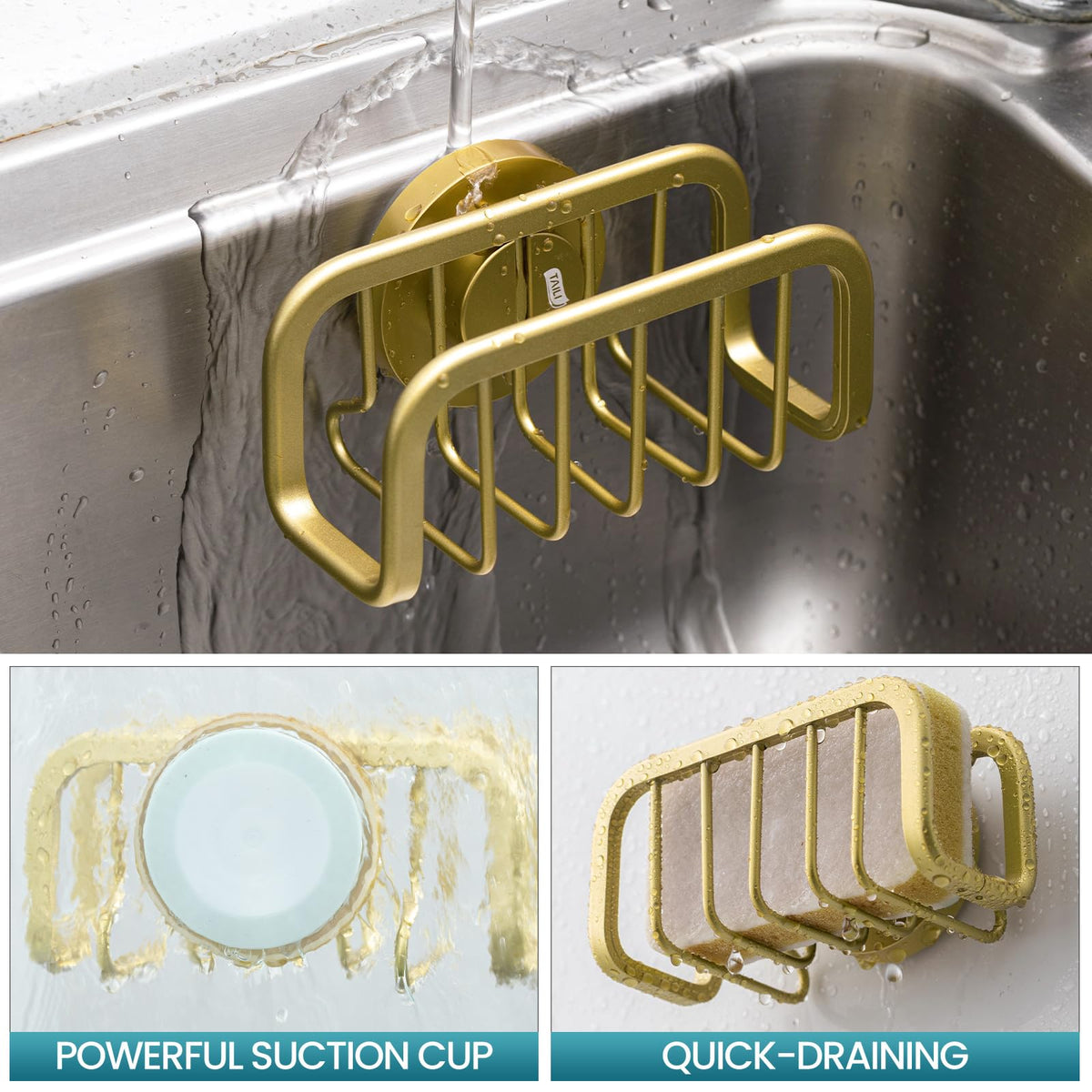 Rustproof Sponge Holder for Kitchen Sink with Suction Cup