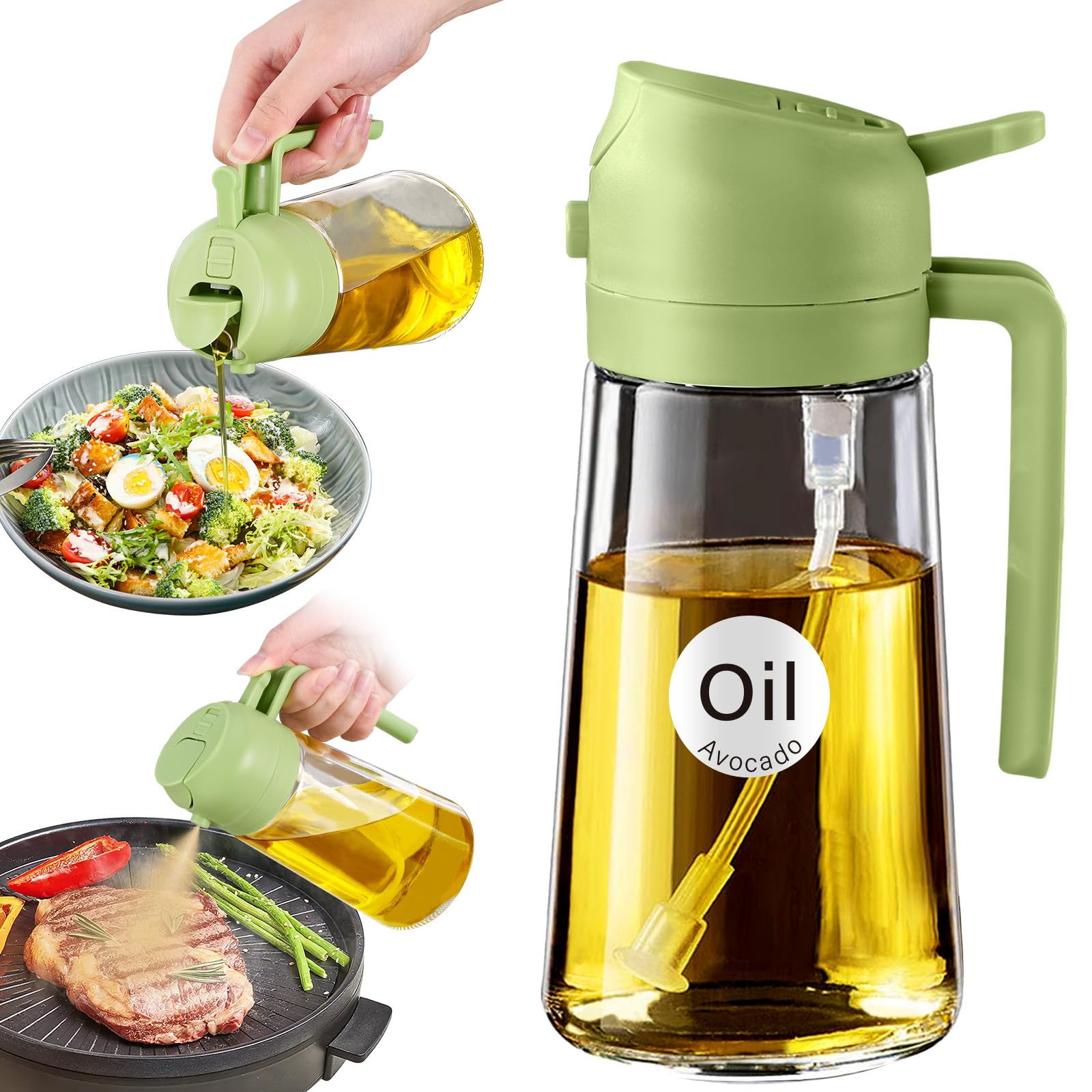 16oz 470ml Glass Olive Oil Sprayer for Cooking with Stickers